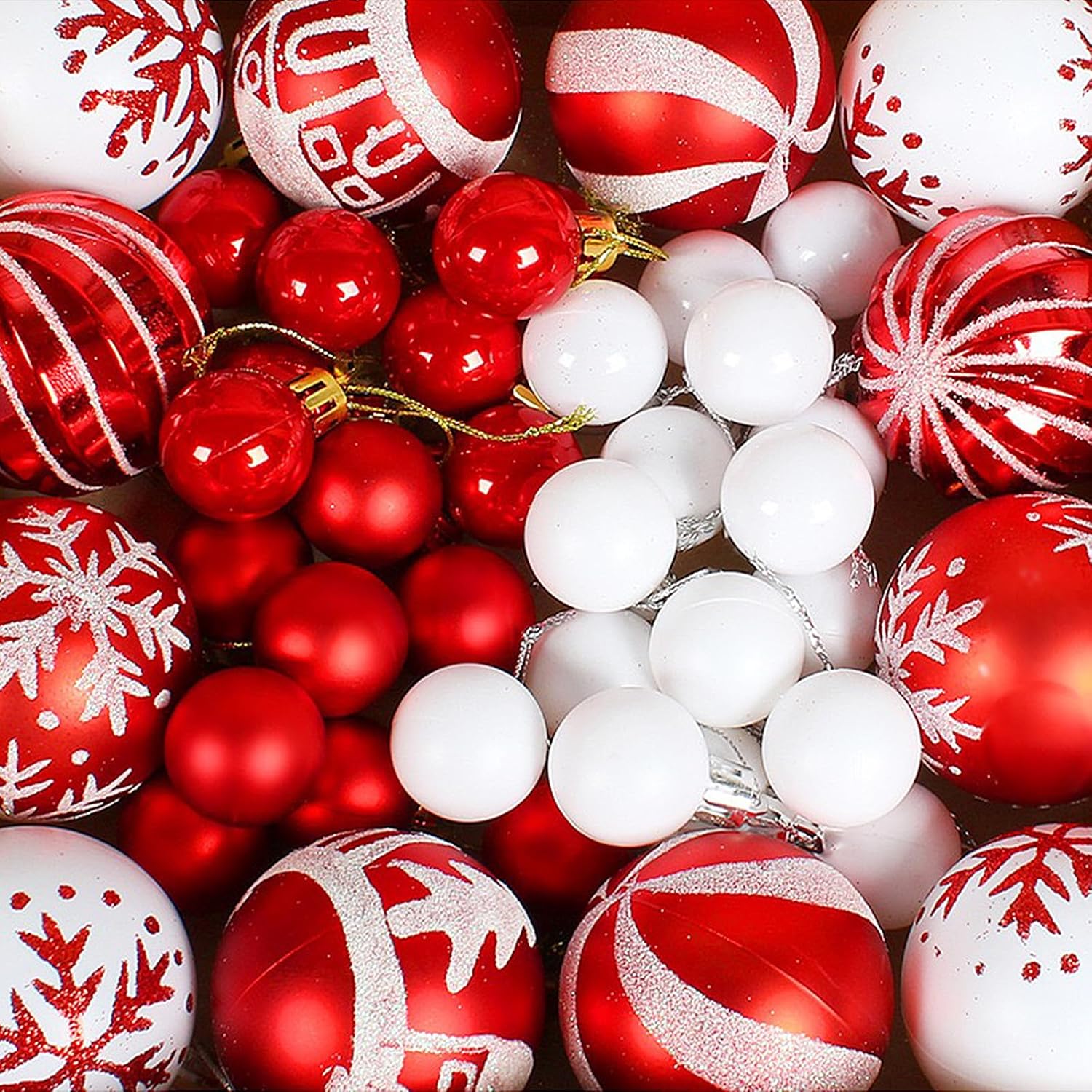 Set 103 Pezzi Palline di Natale Rosso e Bianco - immagine 5