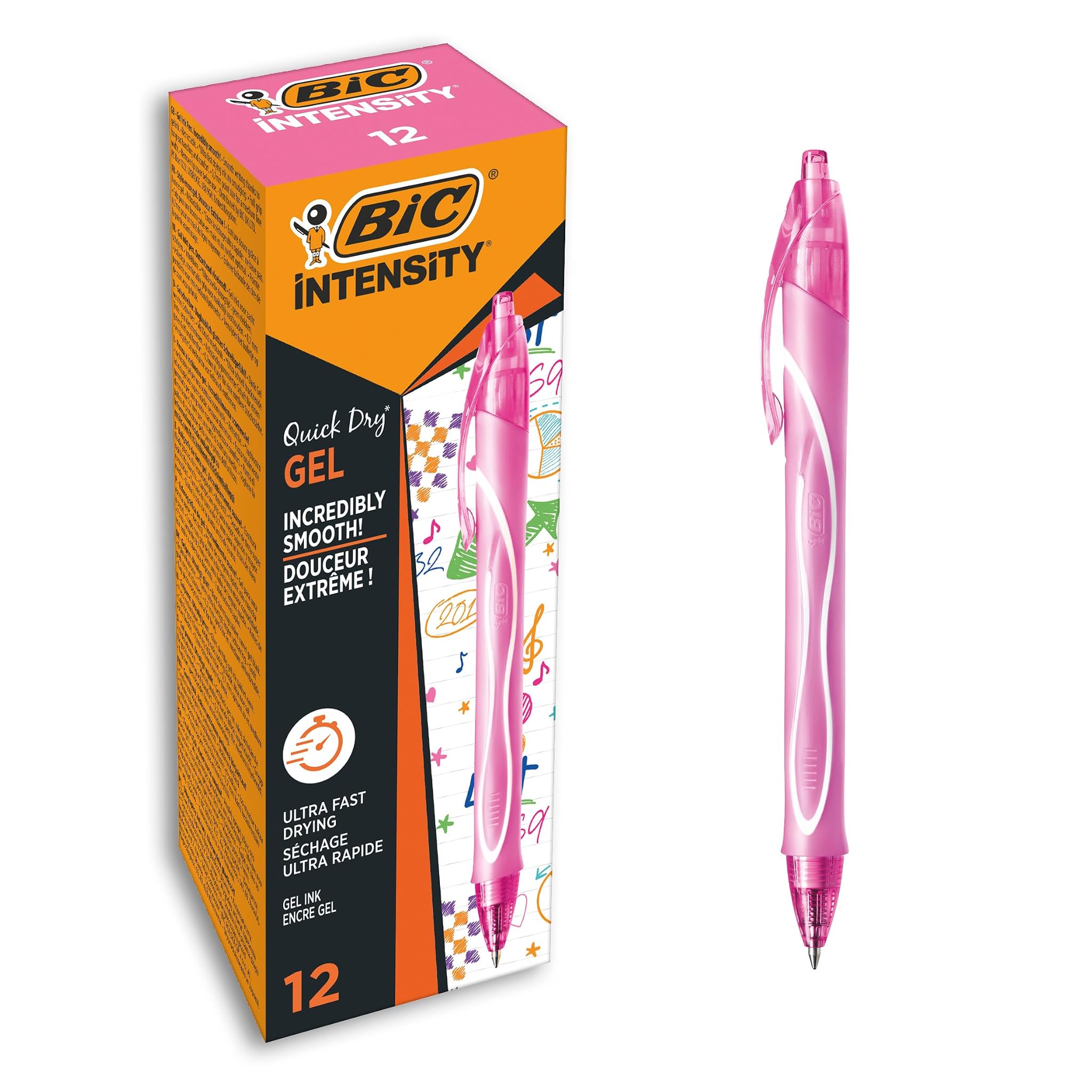 BIC Intensity Quick Dry, Penne Gel Rosa, Punta Media 0,7mm, Inchiostro ...