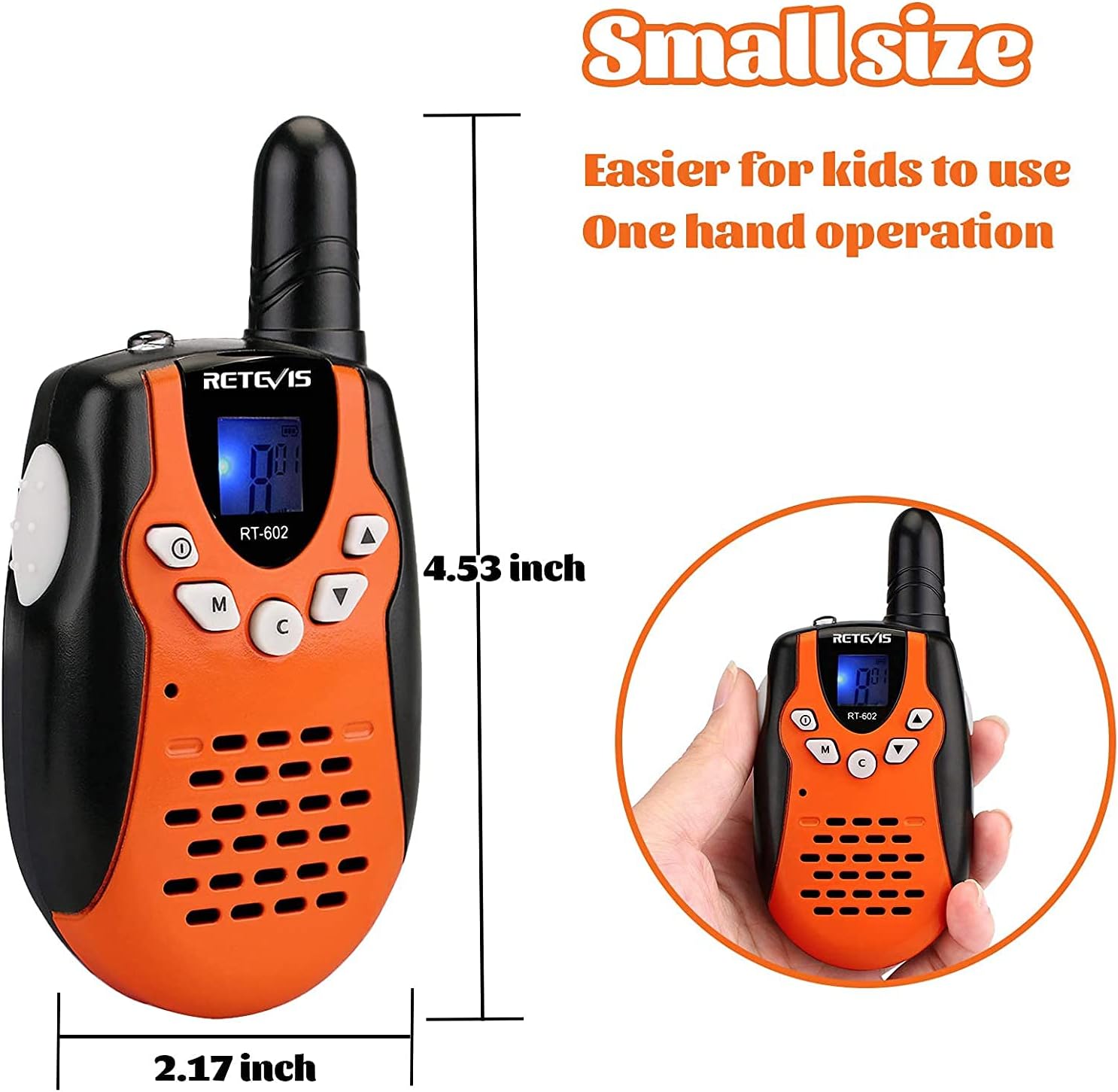 Retevis RT602 Walkie Talkie Bambini Ricaricabile, Arancione - immagine 4