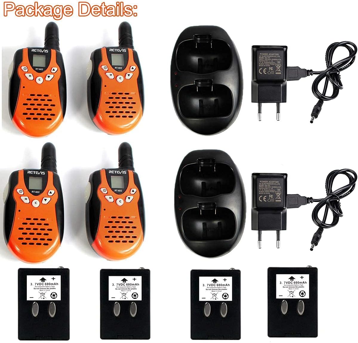 Retevis RT602 Walkie Talkie Bambini Ricaricabile, Arancione - immagine 7