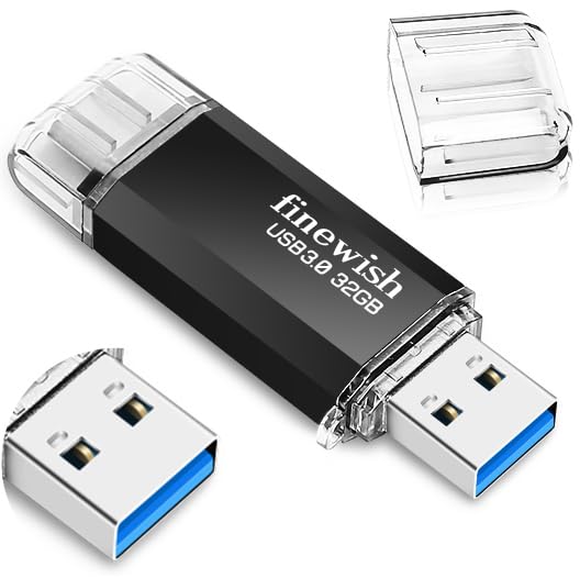 Chiavetta USB 32 GB 3.0, 2 in 1 Tipo C, Nero
