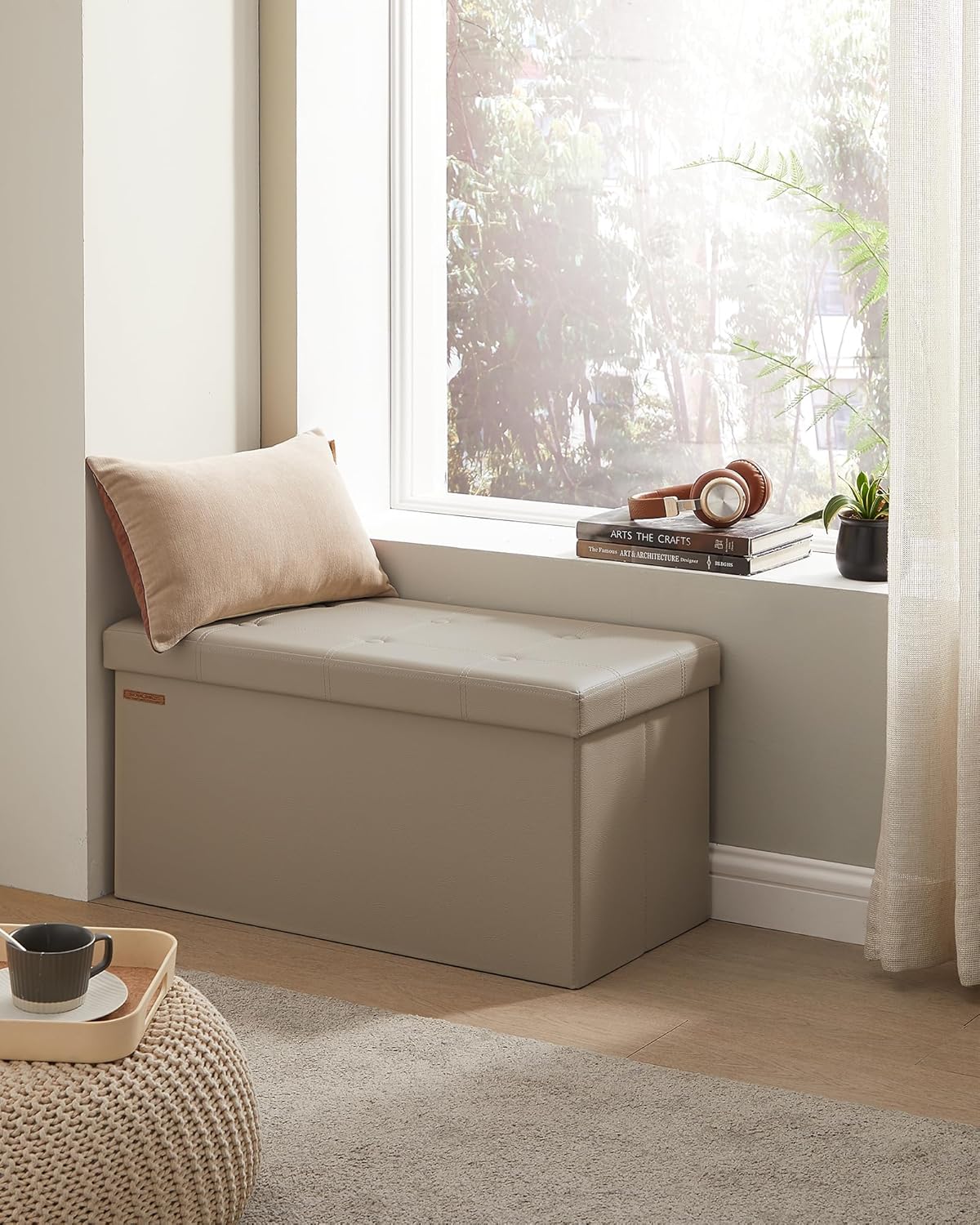 SONGMICS Cassapanca Contenitore 76 cm Grigio Tortora - immagine 2