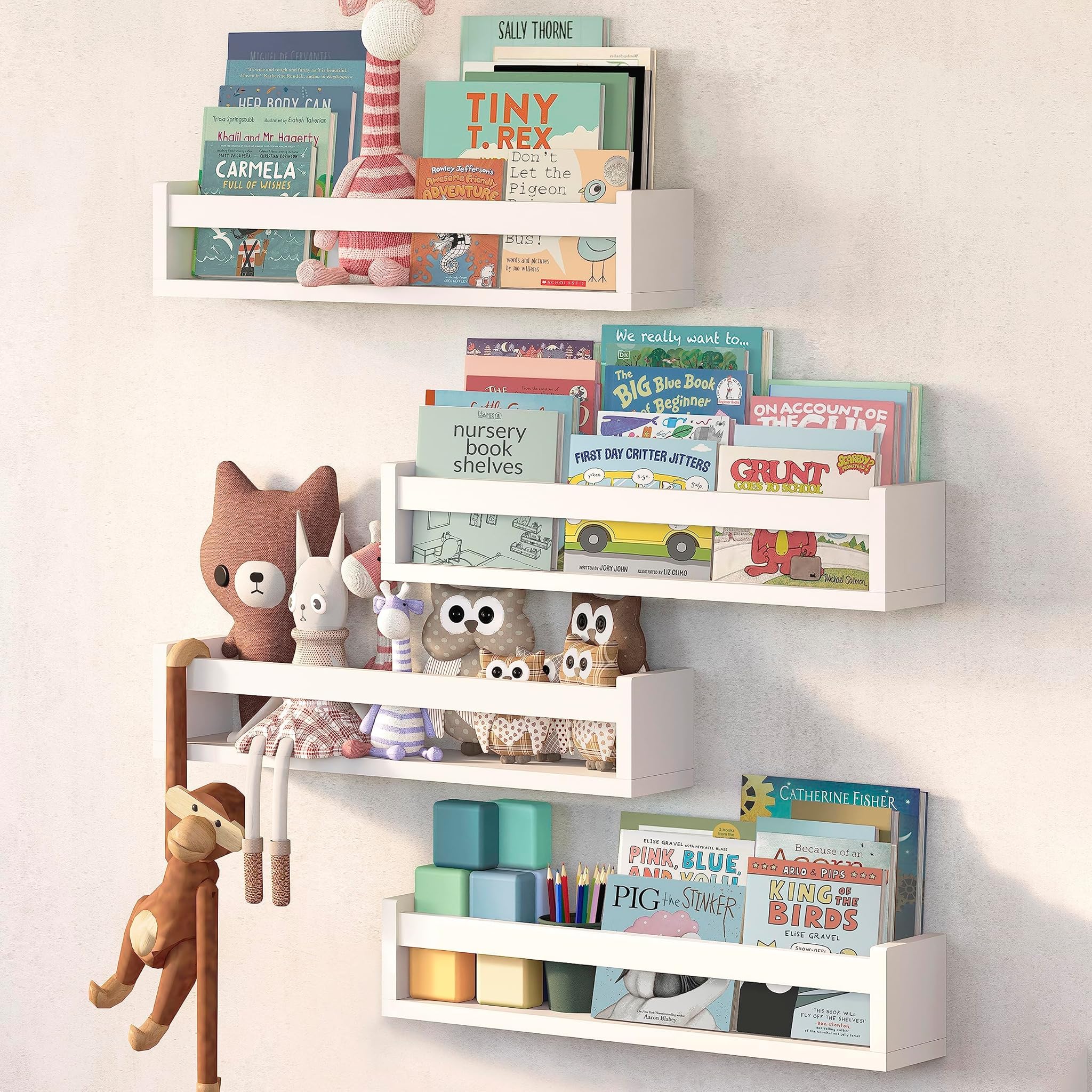 Nature Supplies Set 4 Mensole Bianche 58cm