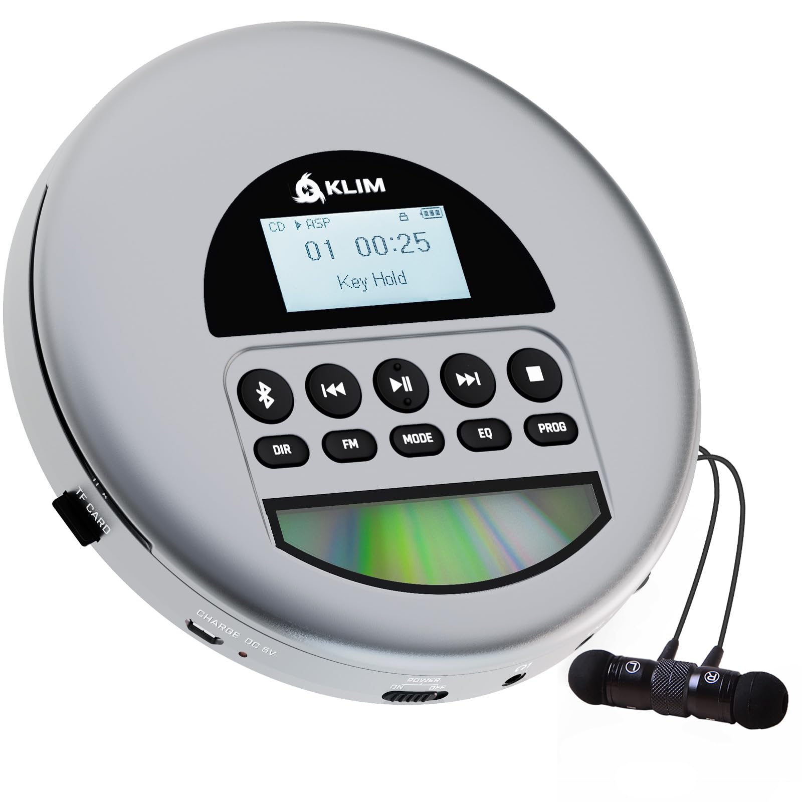 Klim Nomad - Lettore CD Portatile con Batteria Lunga Durata, Grigio