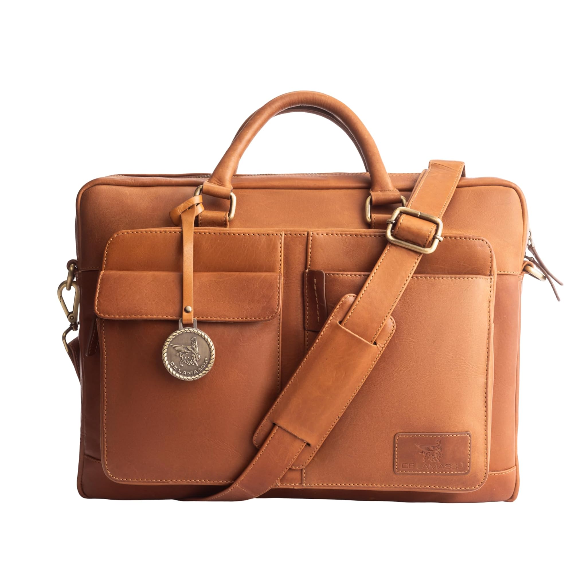 E LAMASSU Alban Luxury Borsa per PC Portatile 100% Vera Pelle