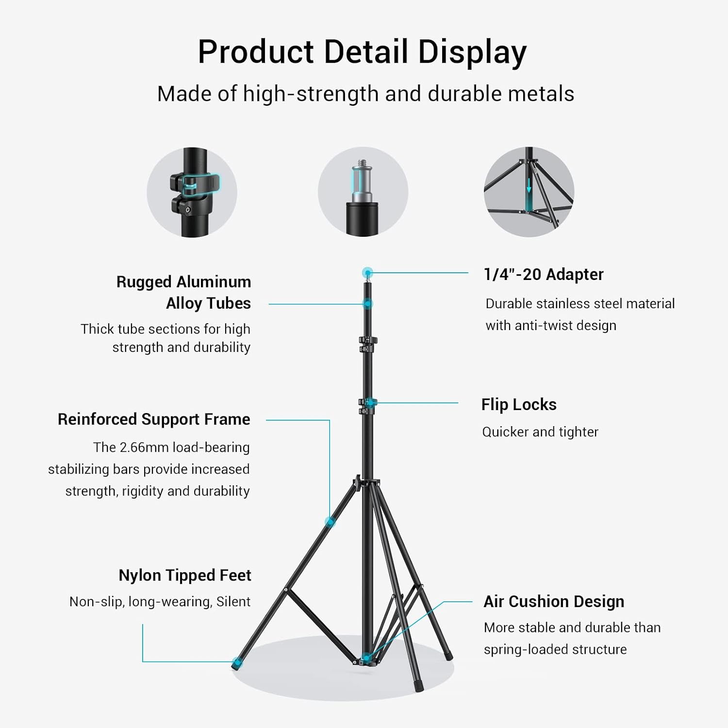 SMALLRIG Supporto Luce Fotografica 280cm in Alluminio - immagine 4