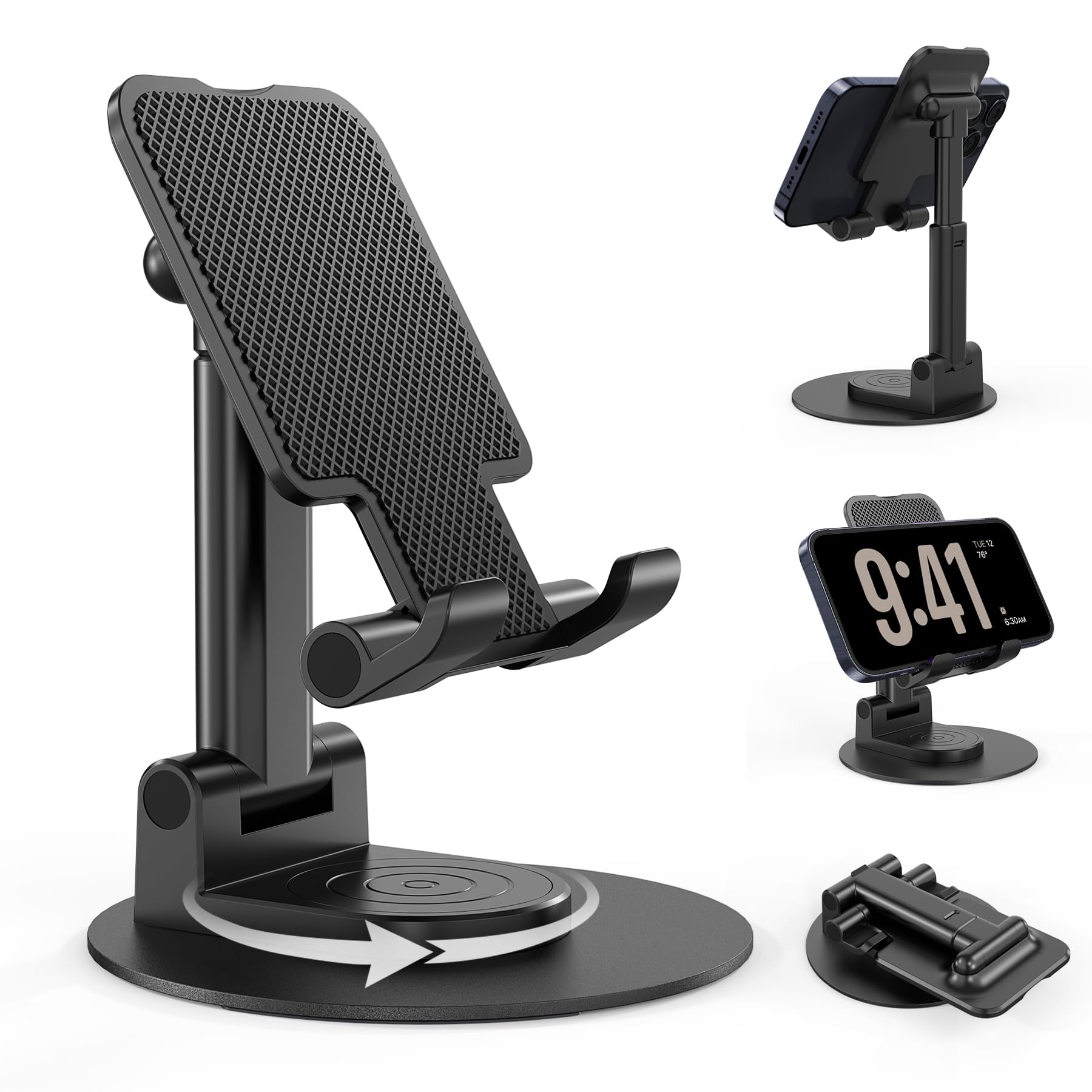 Bhhb Supporto Telefono Regolabile Pieghevole, Nero