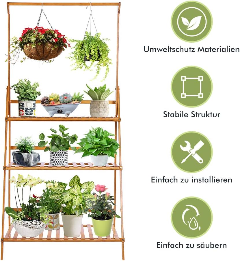Greensen Scaffale per Piante a Gradini Pieghevole - immagine 5
