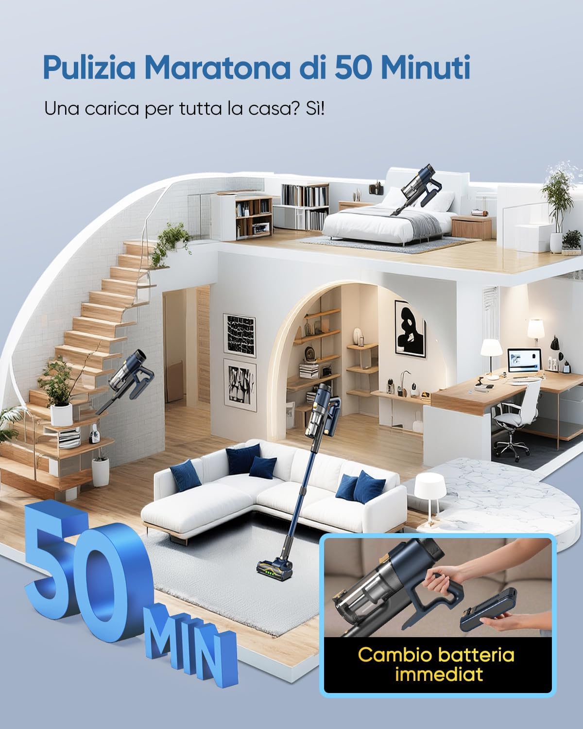 Vexilar Aspirapolvere Senza Fili 58000Pa 50min Ultraleggero - immagine 4