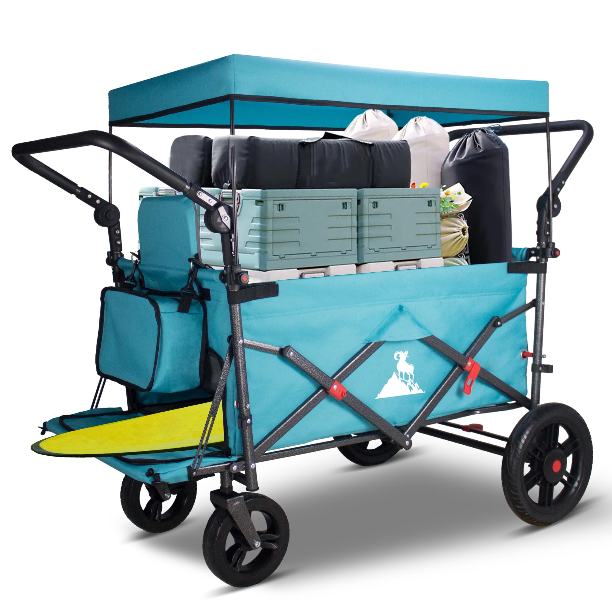 Carrello Pieghevole con Tetto e Freni, Celeste/Grigio