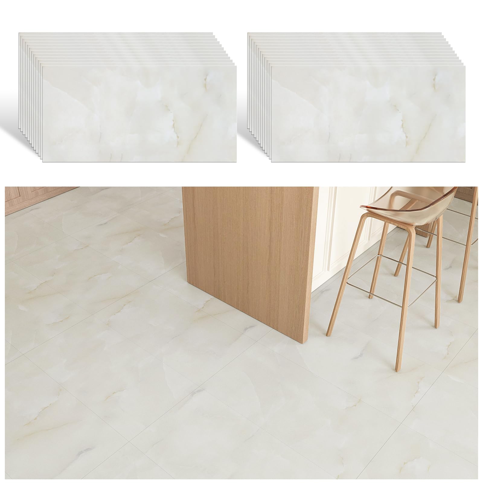 Veelike Piastrelle Adesive Pavimento Effetto Marmo Beige