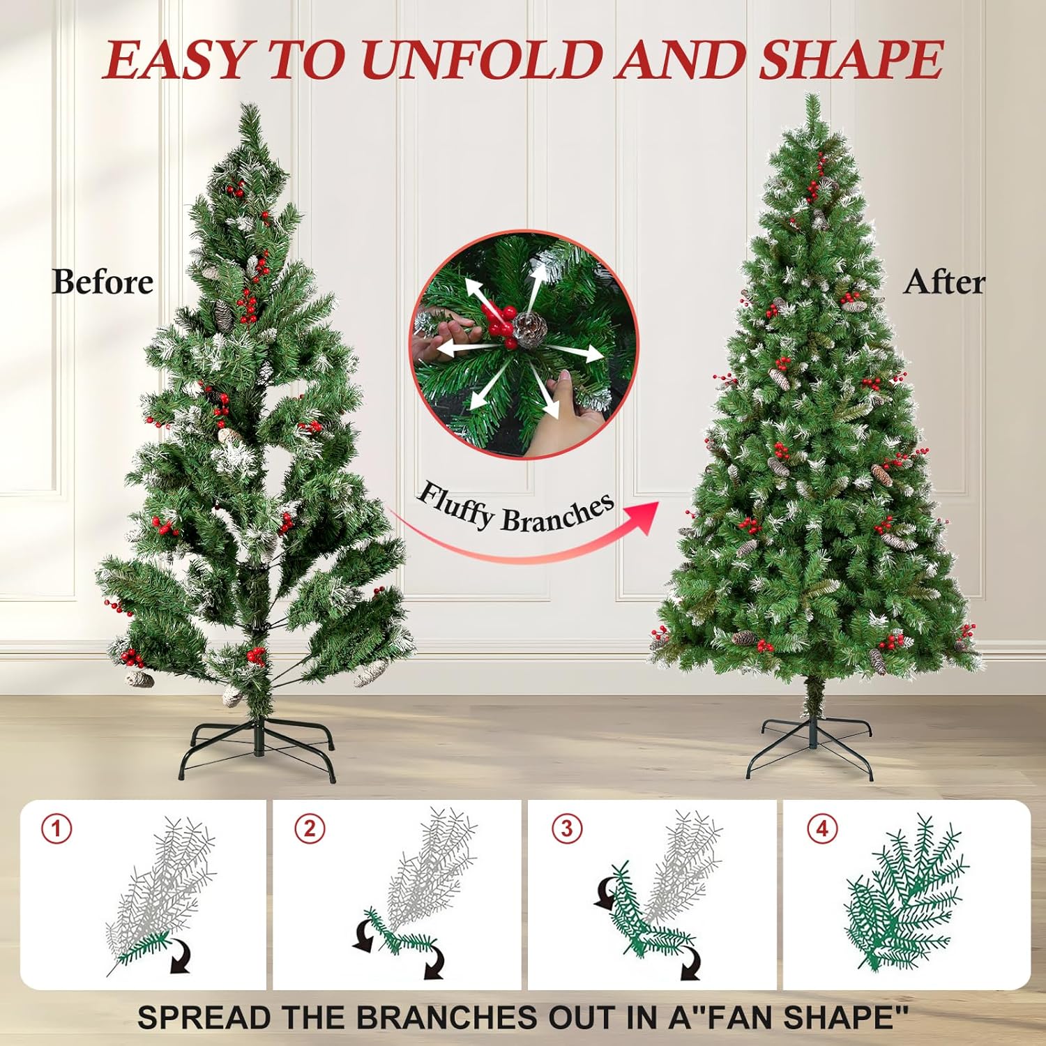 Uten Albero di Natale Artificiale Deluxe PVC 225 cm - immagine 2