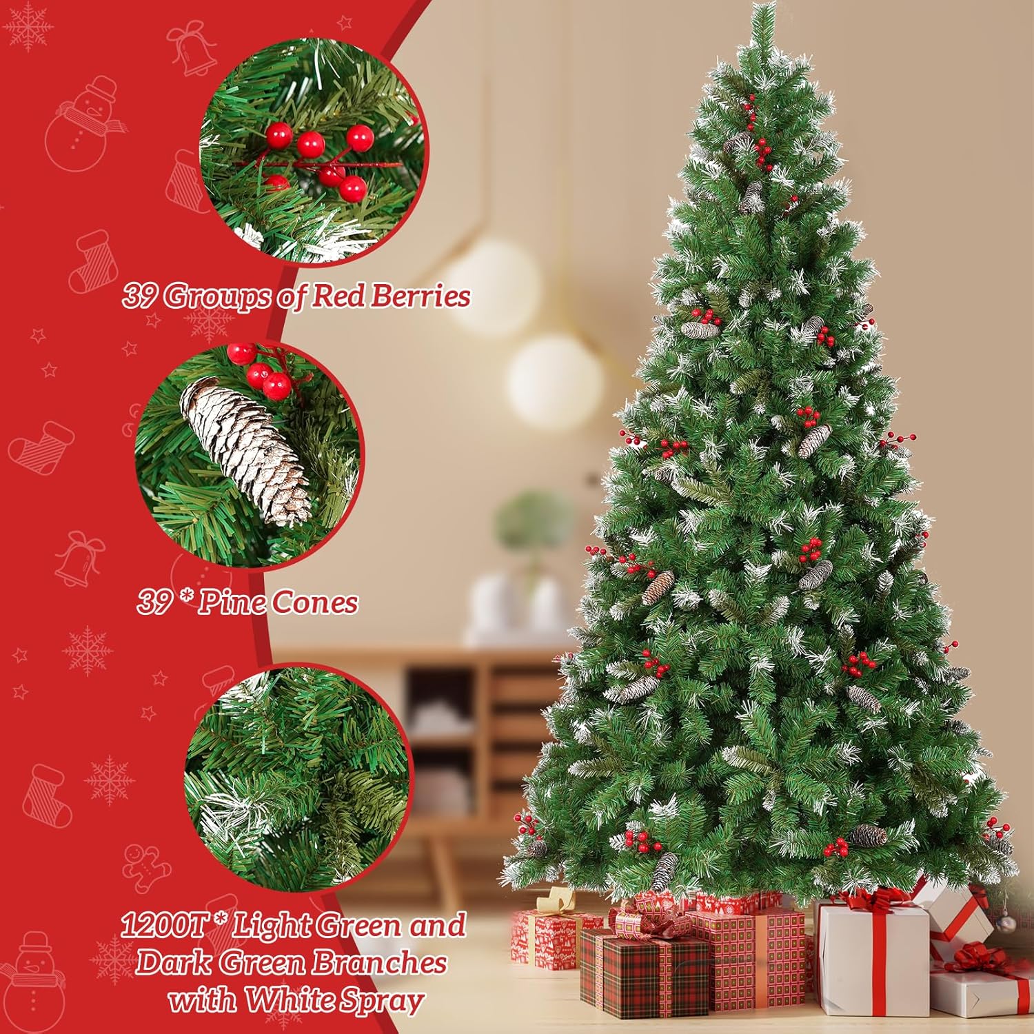Uten Albero di Natale Artificiale Deluxe PVC 225 cm - immagine 4