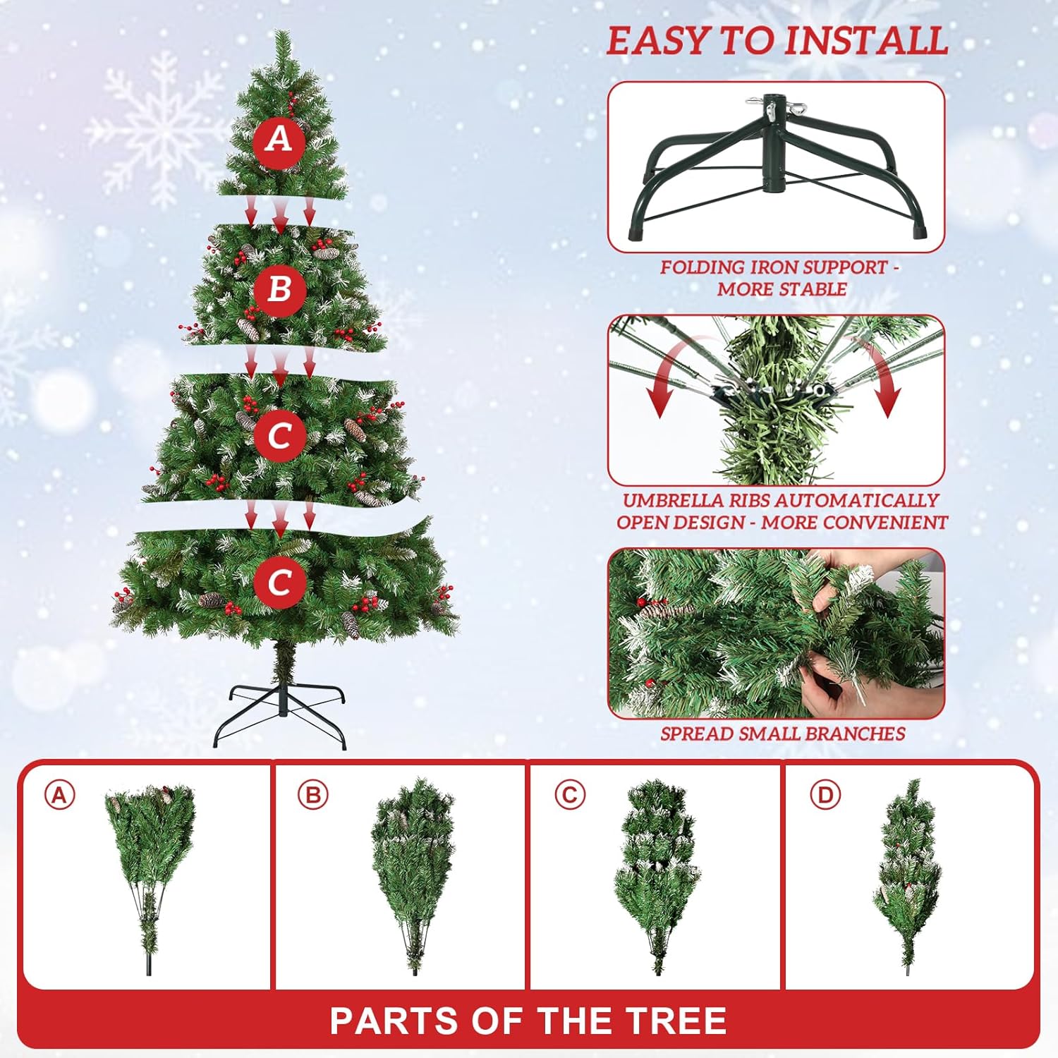 Uten Albero di Natale Artificiale Deluxe PVC 225 cm - immagine 5