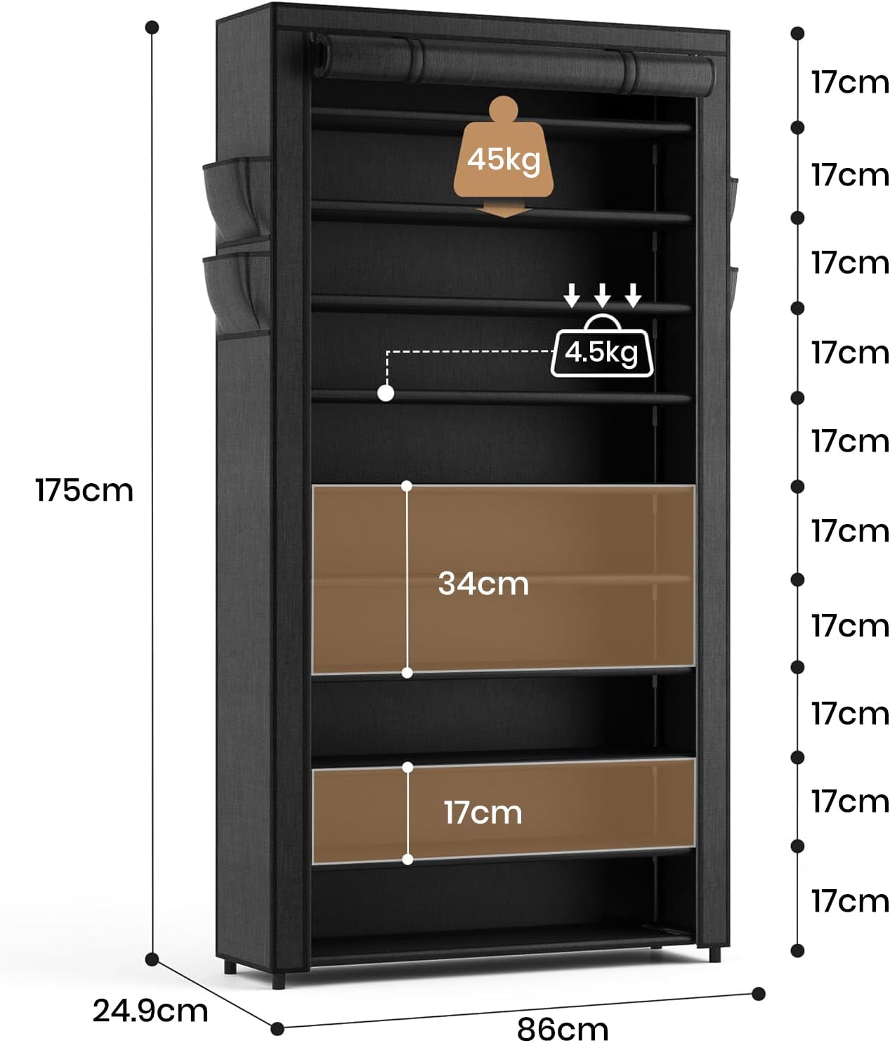 Vicye Scarpiera di Tessuto a 10 Ripiani Salvaspazio - immagine 3