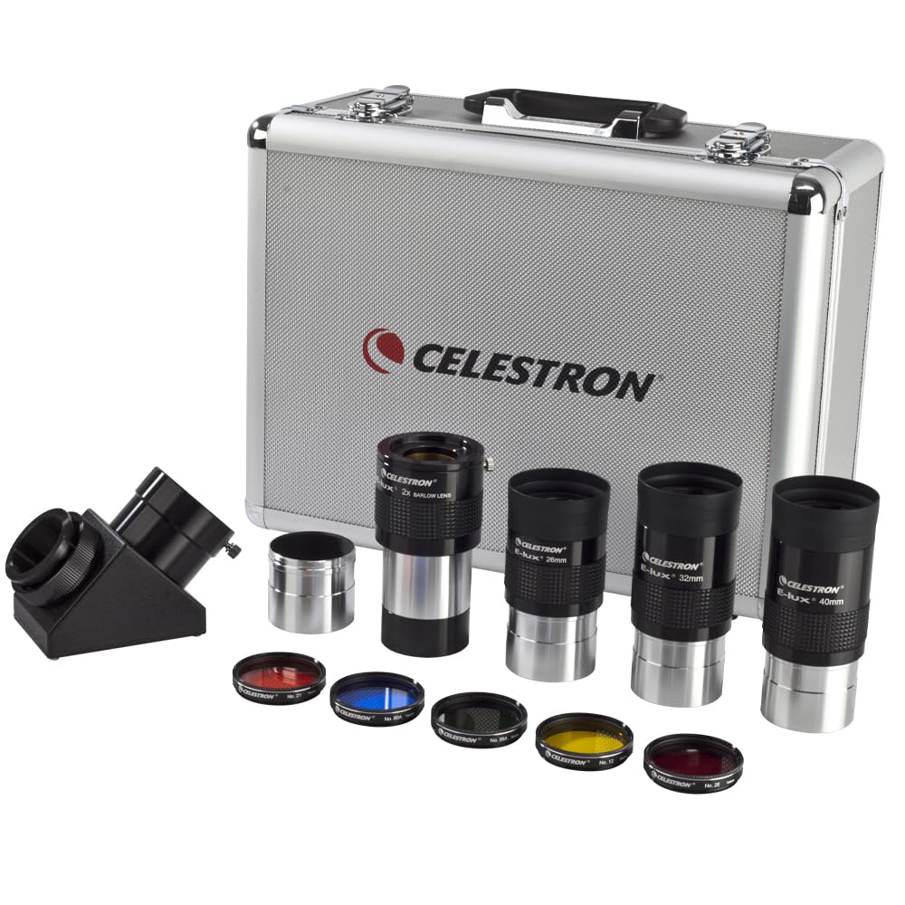 Celestron 94305 Kit Oculare e Filtri 2”, 12 Pezzi, Argento