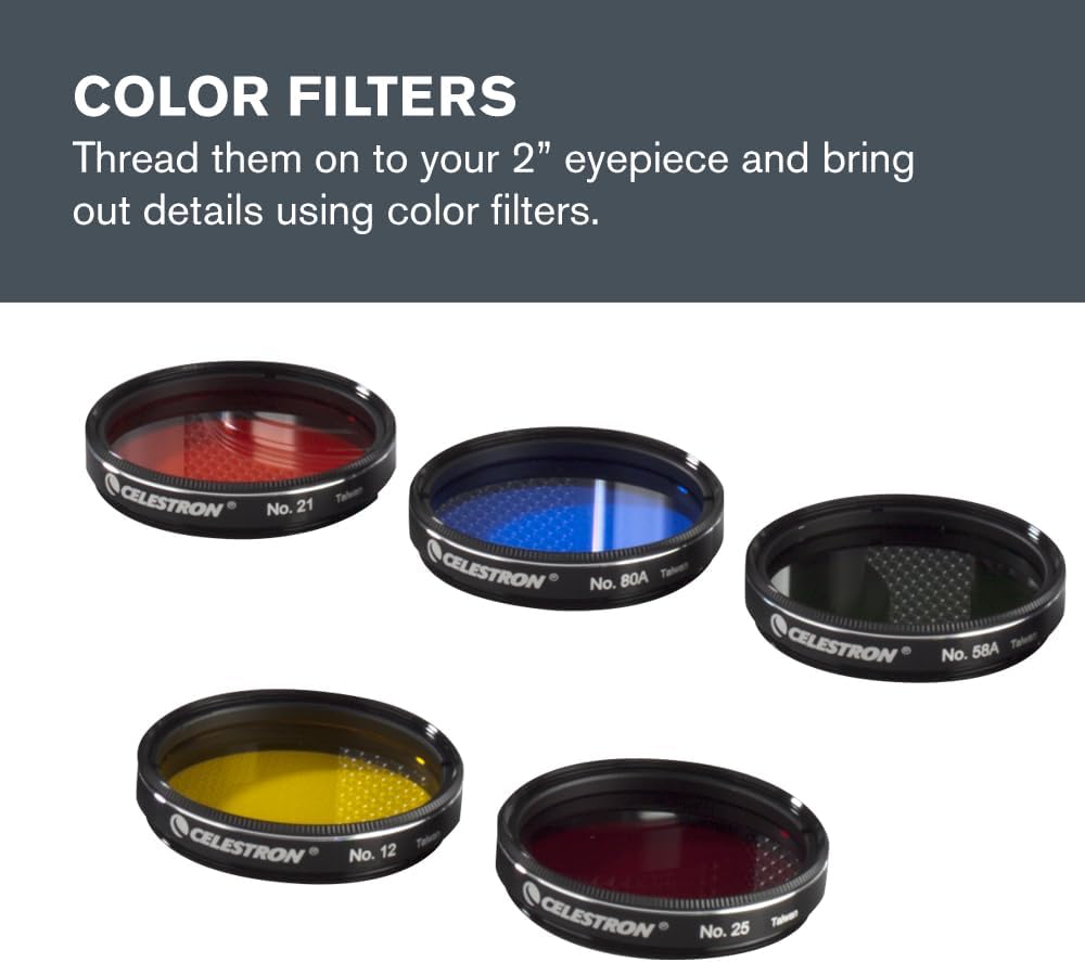 Celestron 94305 Kit Oculare e Filtri 2”, 12 Pezzi, Argento - immagine 4