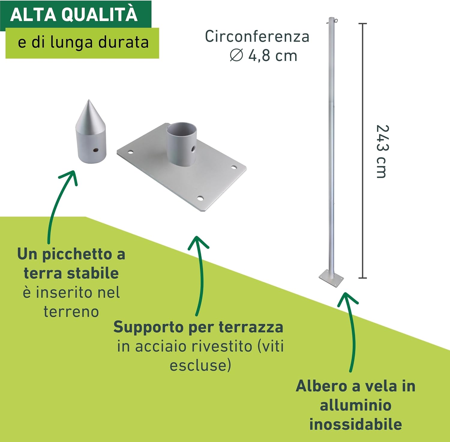 Windhager Set Palo Parasole Basic in Acciaio - immagine 5