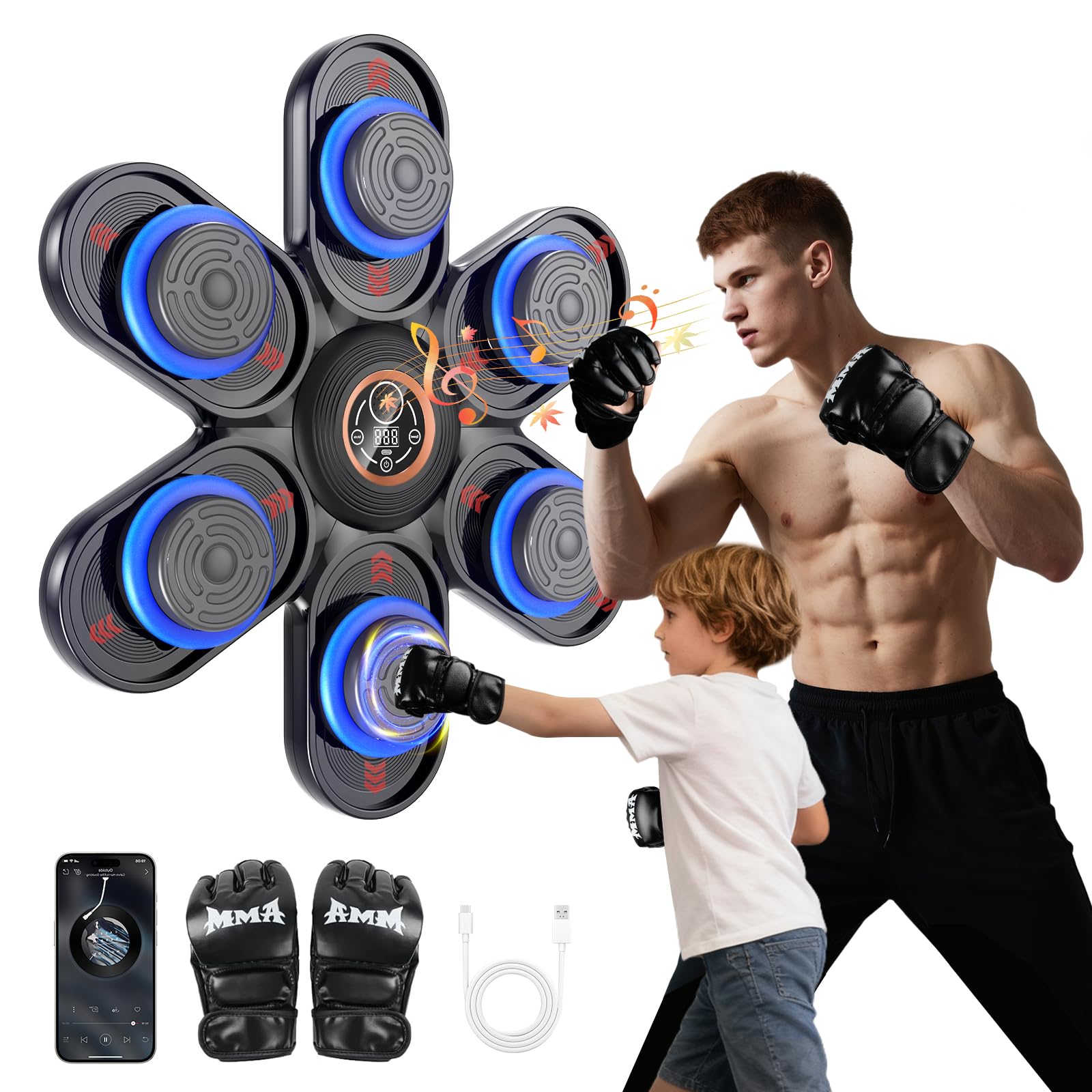 Music Boxing Machine LED Bluetooth con Guanti