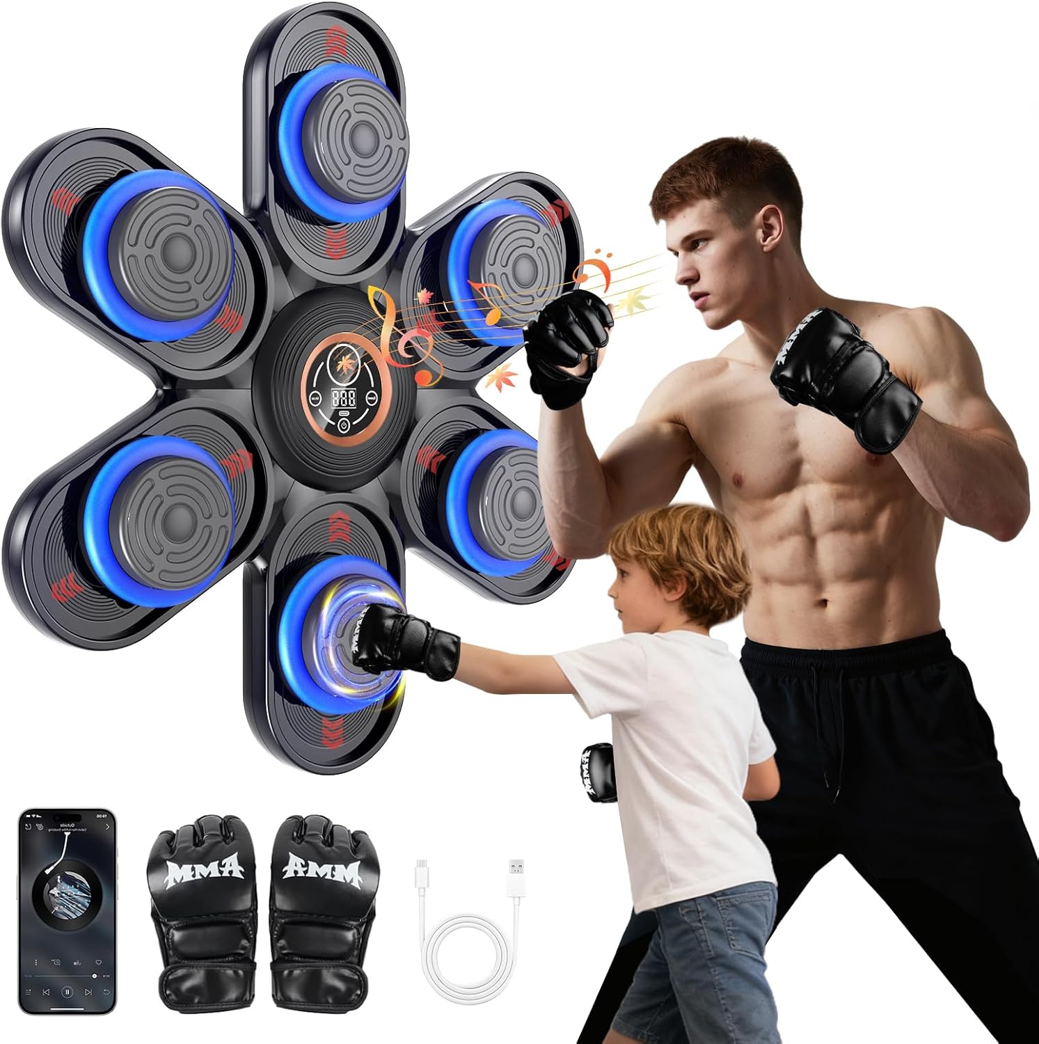 Music Boxing Machine LED Bluetooth con Guanti - immagine 1