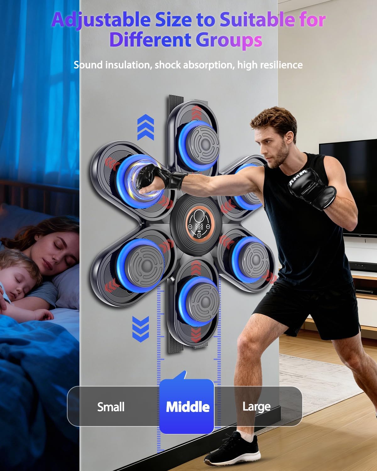 Music Boxing Machine LED Bluetooth con Guanti - immagine 4