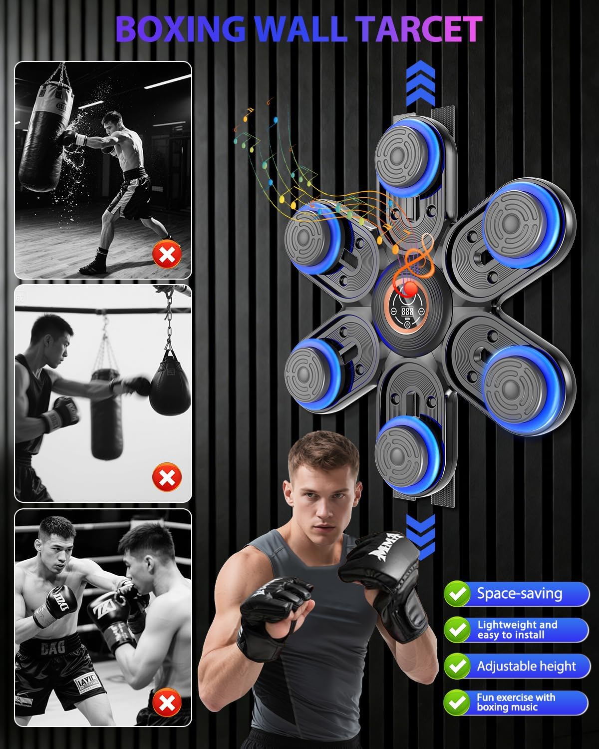 Music Boxing Machine LED Bluetooth con Guanti - immagine 6