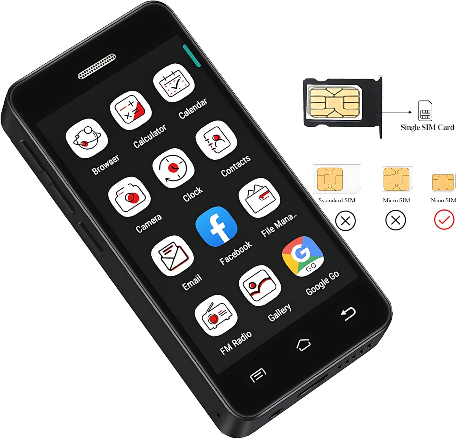 Mini Telefono 3G S9Pro-nero - Smartphone Android 8.1 - immagine 3