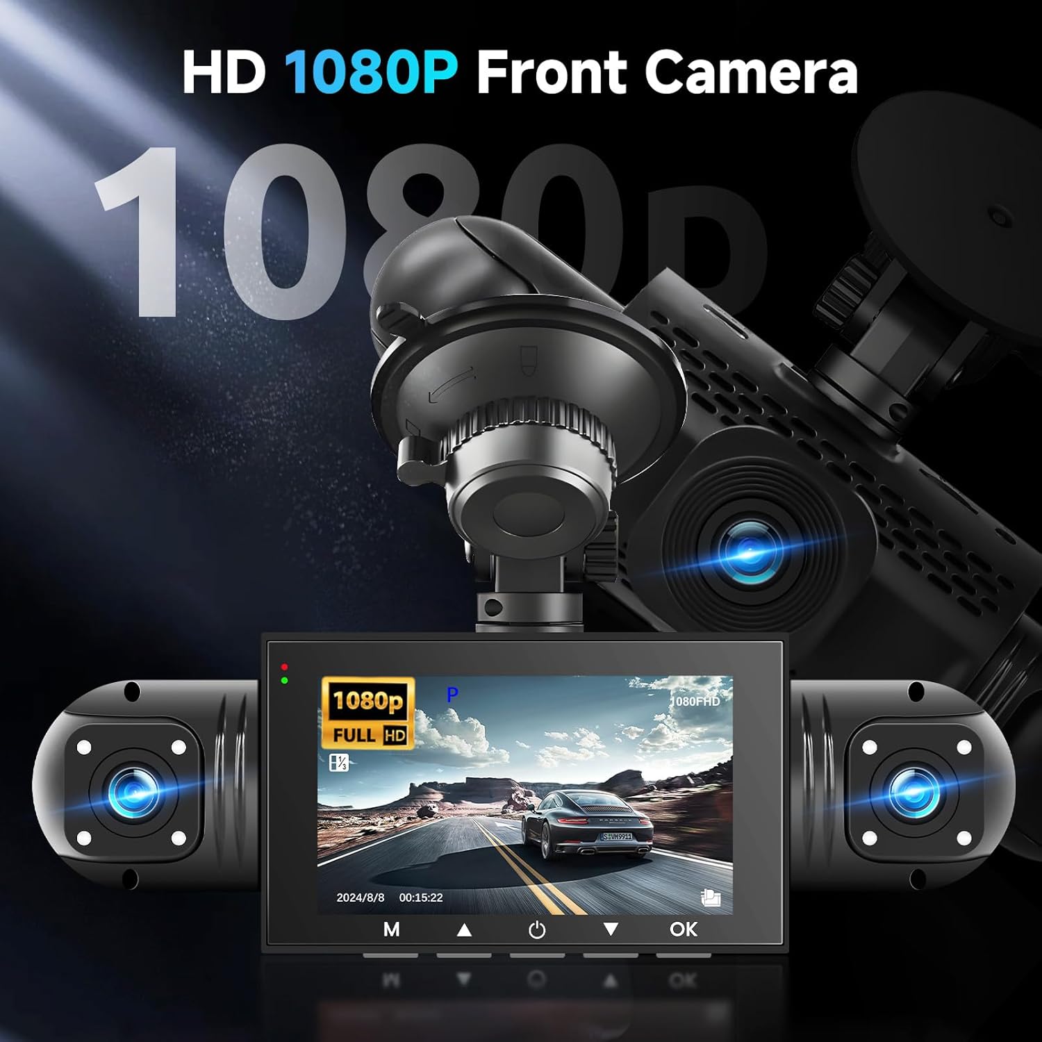 Podofo Dashcam 360 Gradi HD 1080P 4 Canali - immagine 3