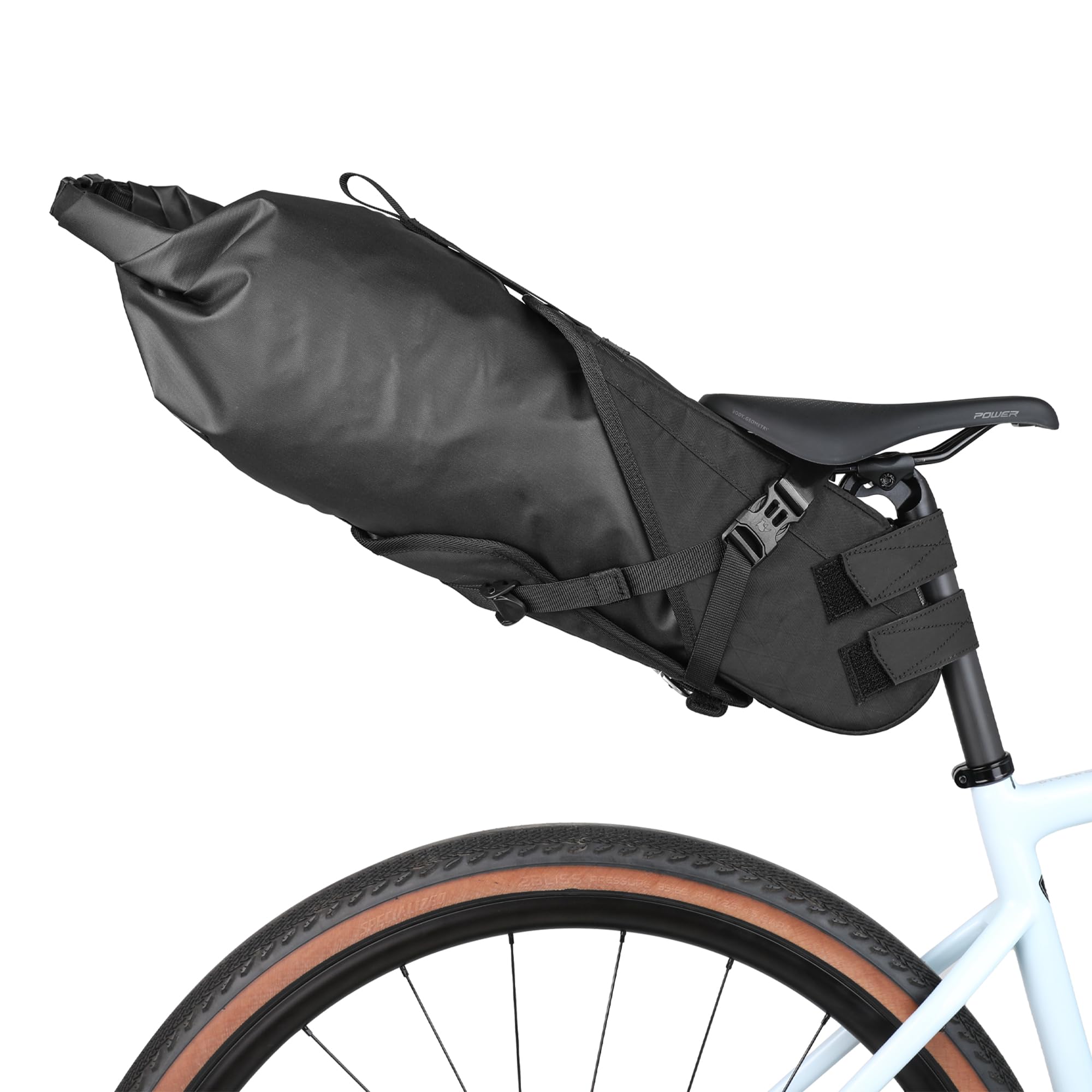 Rhinowalk Borsa da sella impermeabile per bicicletta, grande capacità, borsa da 14L, impermeabile, per mountain bike, bici da strada, accessori da ciclismo, colore nero