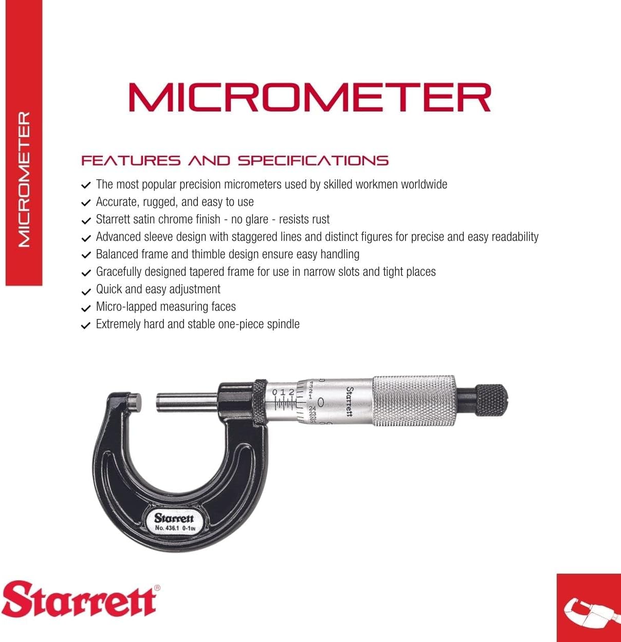 Starrett 436.1XRL-1 - Micrometro per Esterni - immagine 2