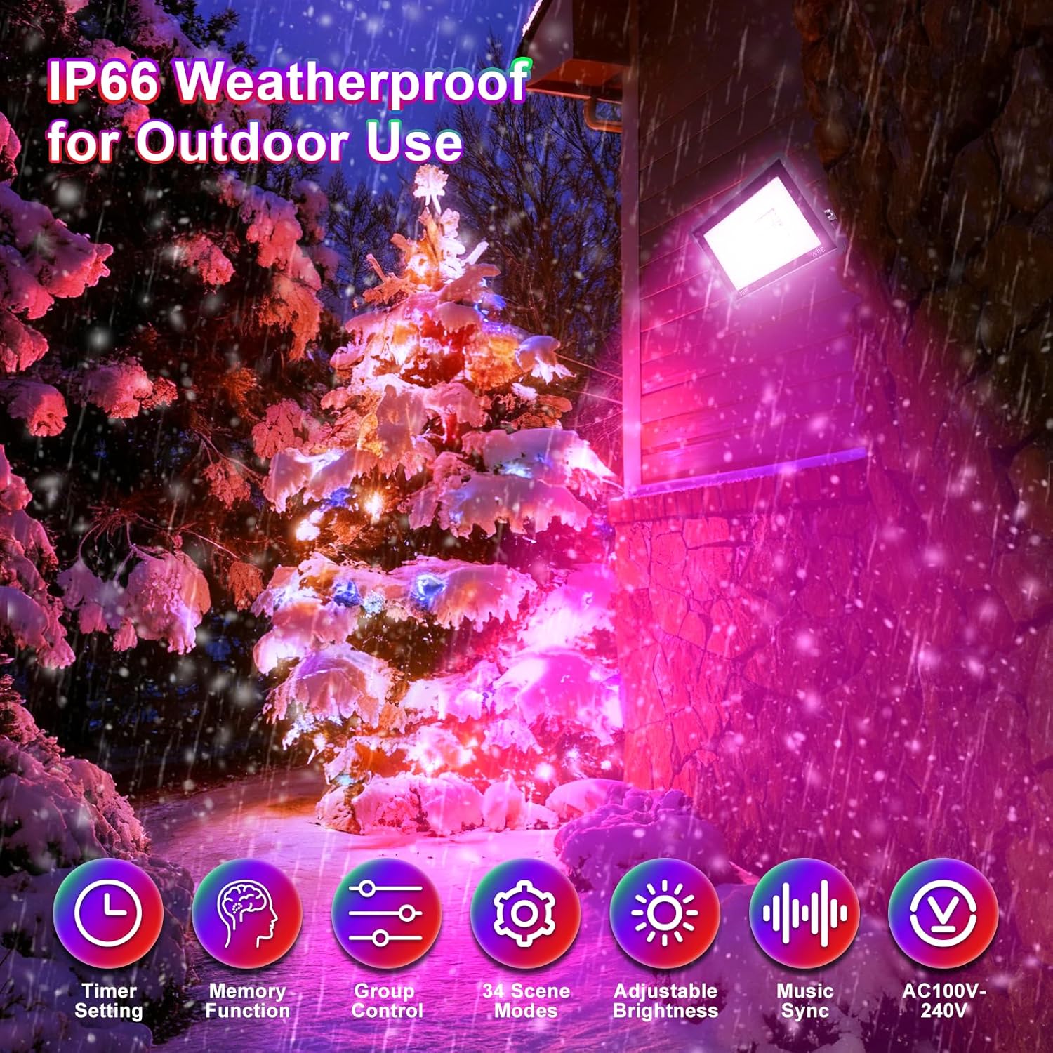 Faretto LED RGB Esterno Smart 100W IP66 - immagine 9