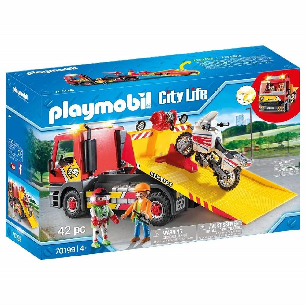 PLAYMOBIL City Life 70199, Carro attrezzi con moto, Dai 4 anni
