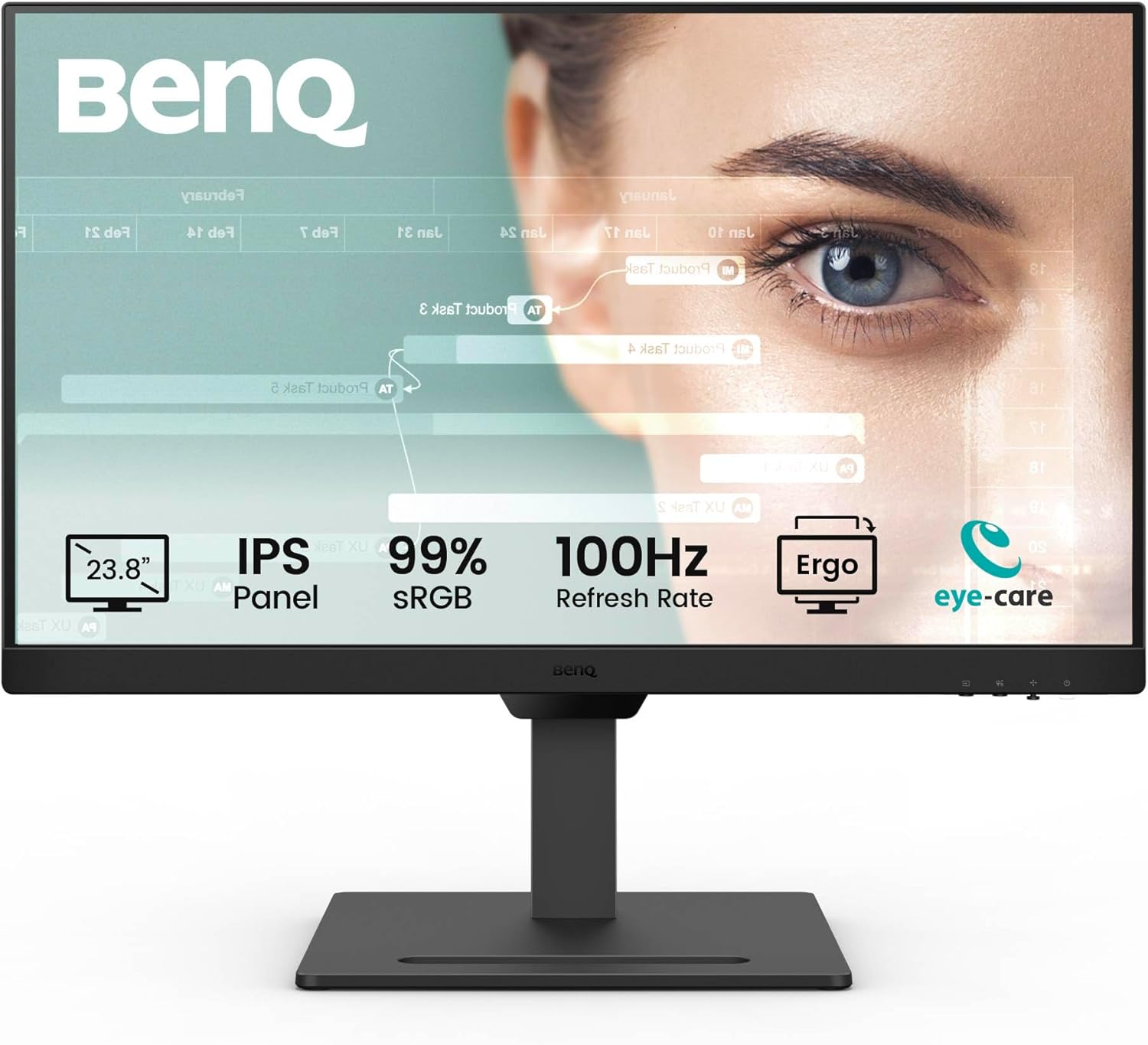 BenQ GW2490T 23,8" IPS 1080p Home Office Monitor, FHD, 100 Hz, ergonomisch design, 99% sRGB, VESA, HDMI, DP, B.I., Flicker Free, Low Blue Light, ePaper, Coding-modus, TÜV Rheinland Certified - immagine 1