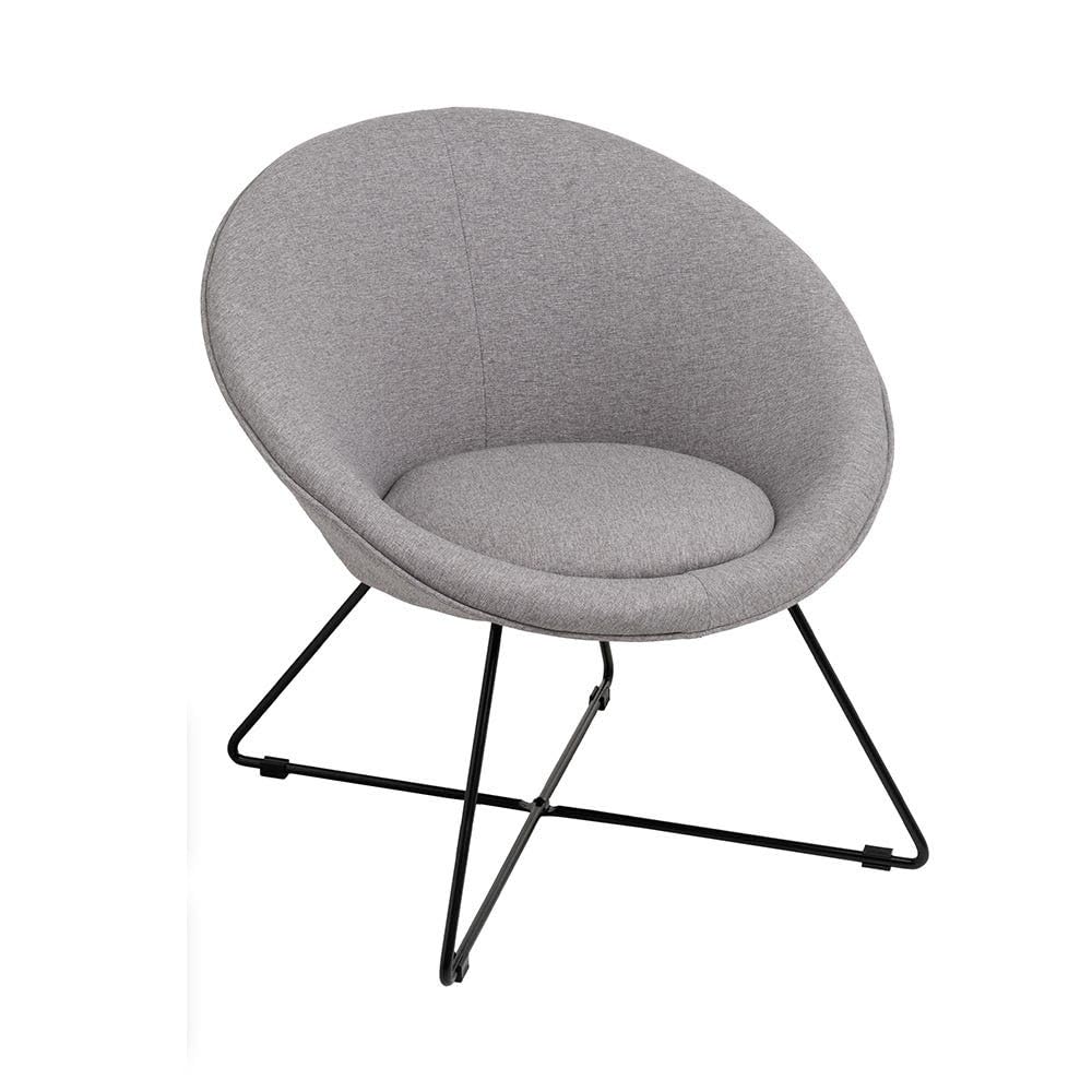 DRW Poltrona circolare in tessuto e metallo in grigio chiaro e nero