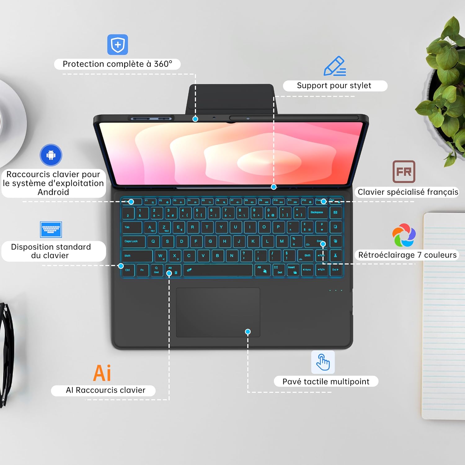 Tastiera AZERTY per Samsung Galaxy Tab Ultra 14.6", Nero - immagine 7