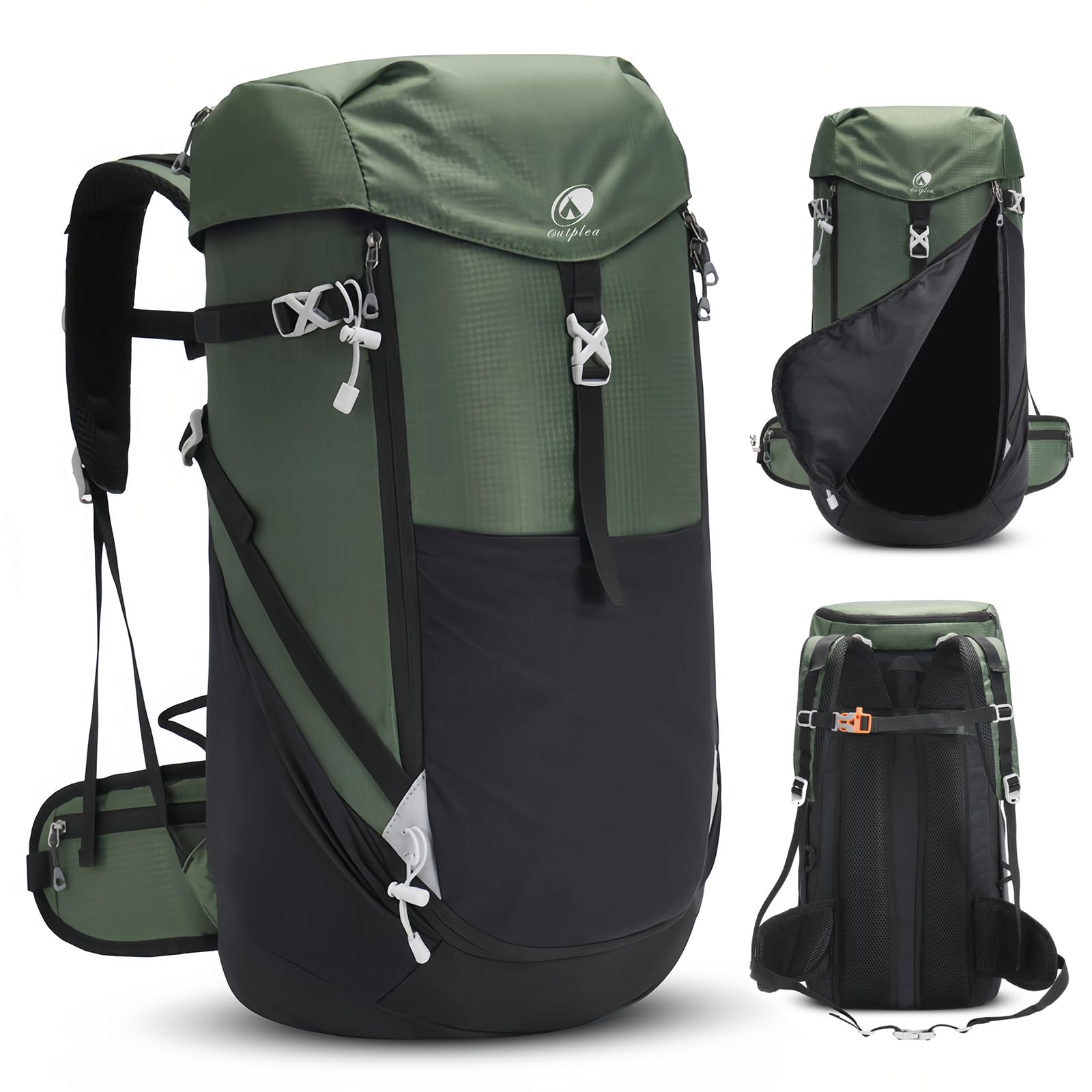 outplea Zaino da Trekking 50L con Apertura Frontale