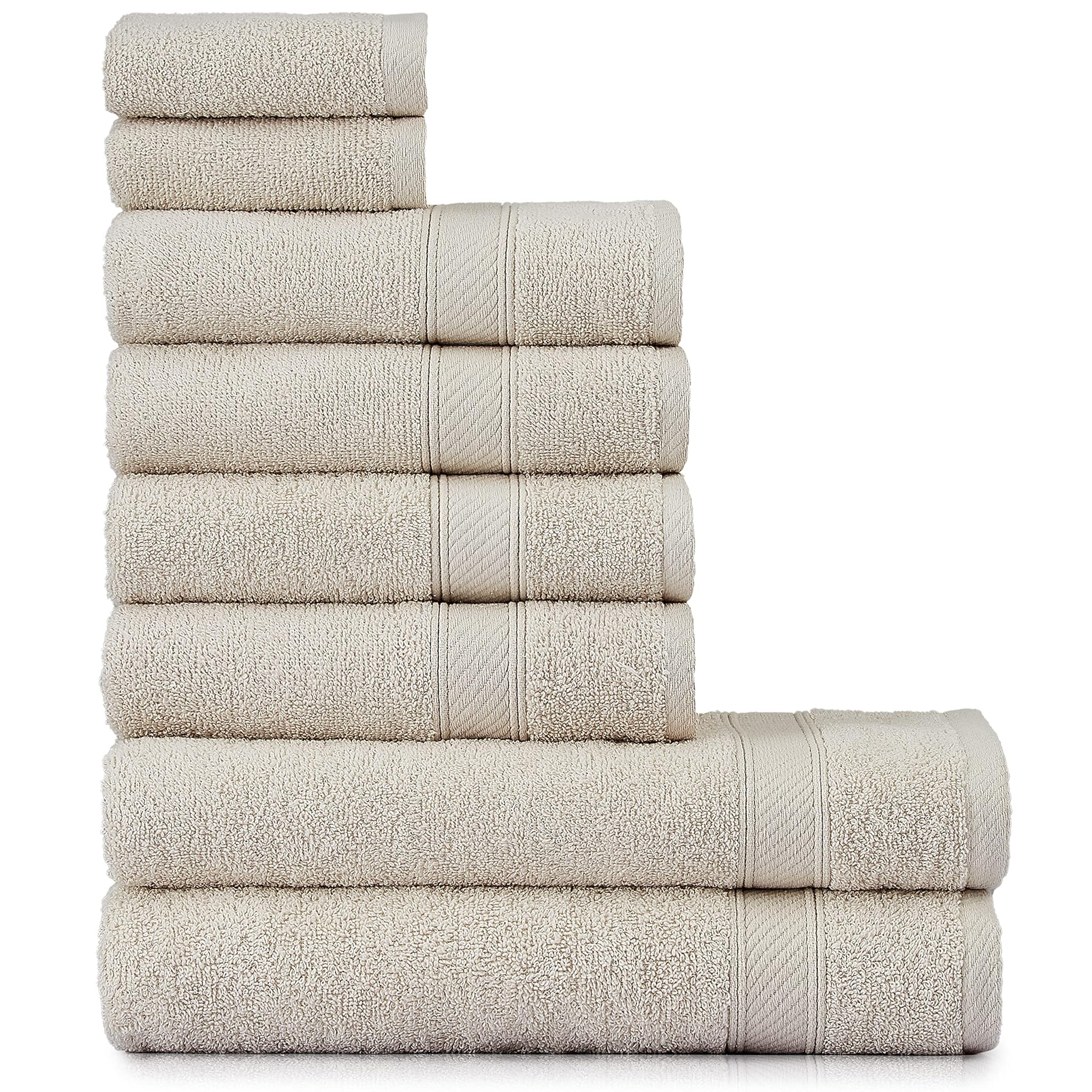 Nottoc Set Asciugamani Bagno 8 Pezzi, Sabbia Beige