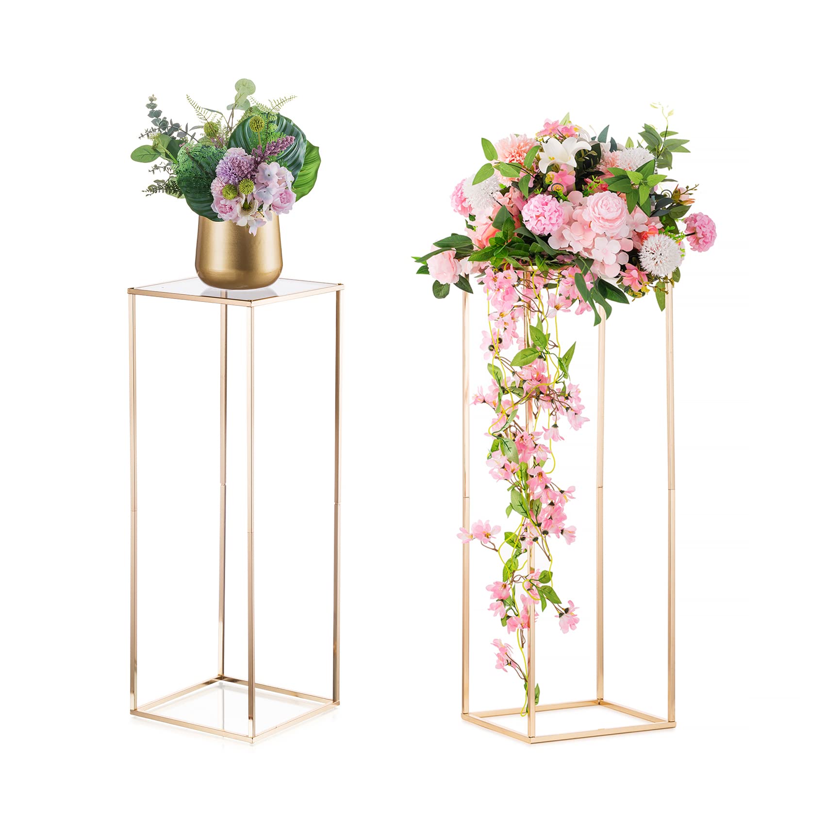 Inweder Centrotavola Nozze Stand Fiori Oro - 2 Pezzi 80cm