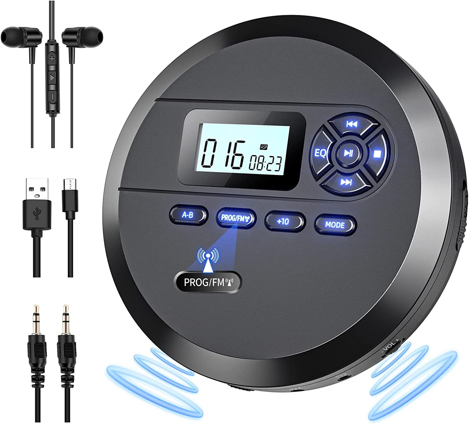 Desobry Lettore CD Portatile con Altoparlanti e FM