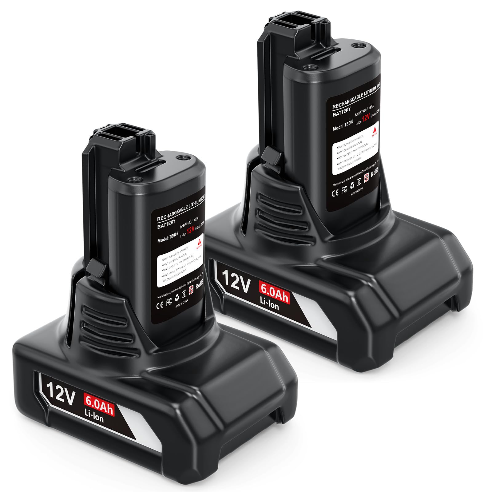 Batteria di ricambio per Bosch 12v: 6000mAh agli ioni di litio compatibile BAT420 BAT411A BAT412 BAT413 BAT411 (2 pezzi)