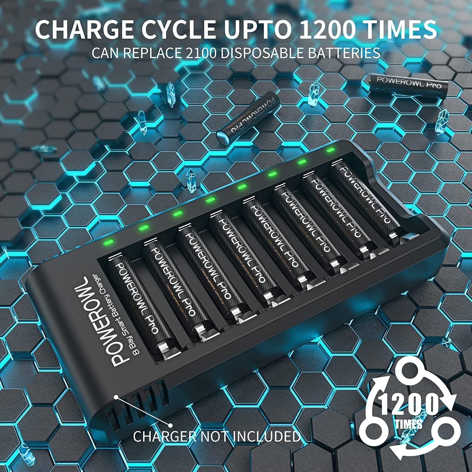Powerowl Batterie Ricaricabili AA Pro 2800 mAh 8 Pezzi - immagine 7