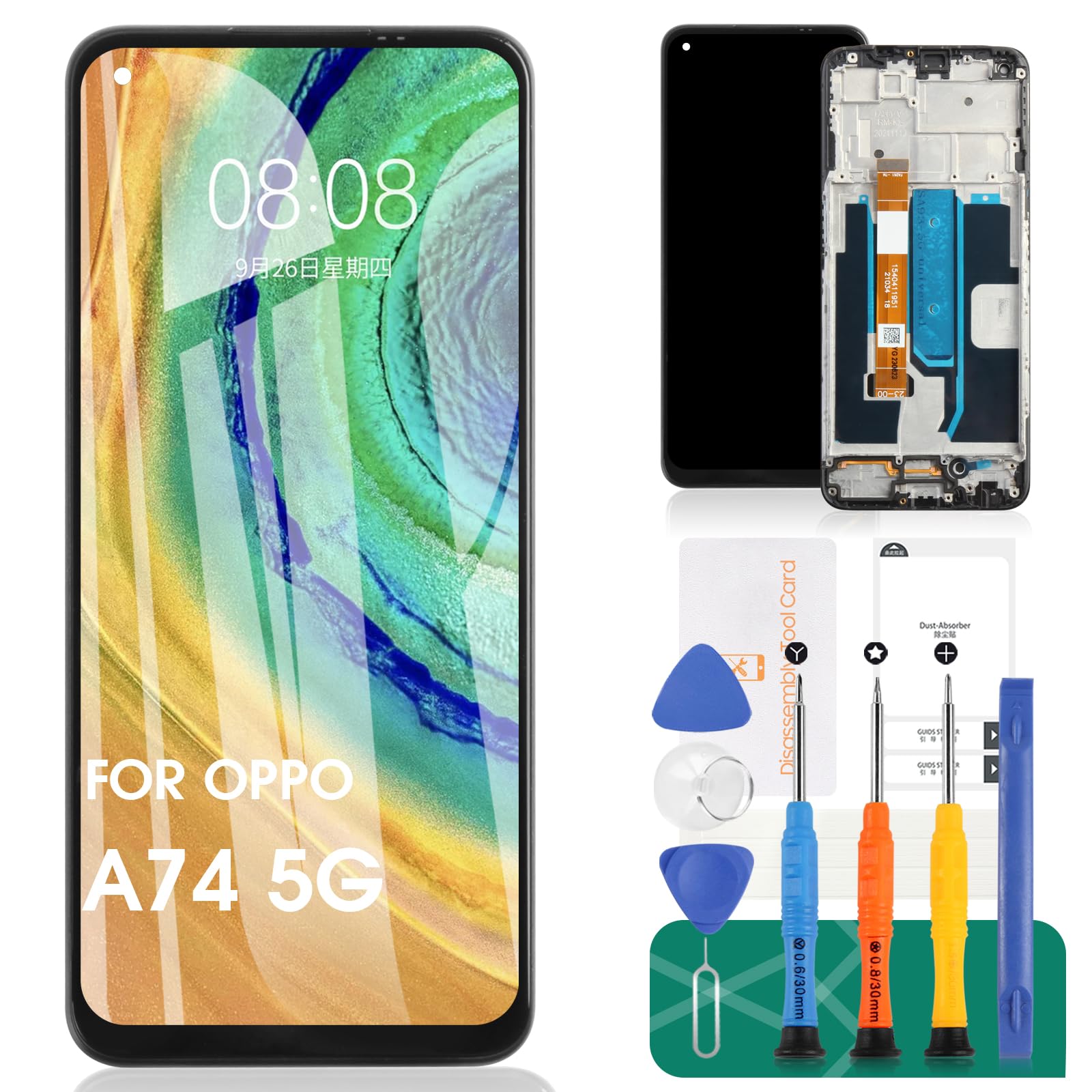 Display LCD per Oppo A74 5G / A54 5G - Nero con Cornice