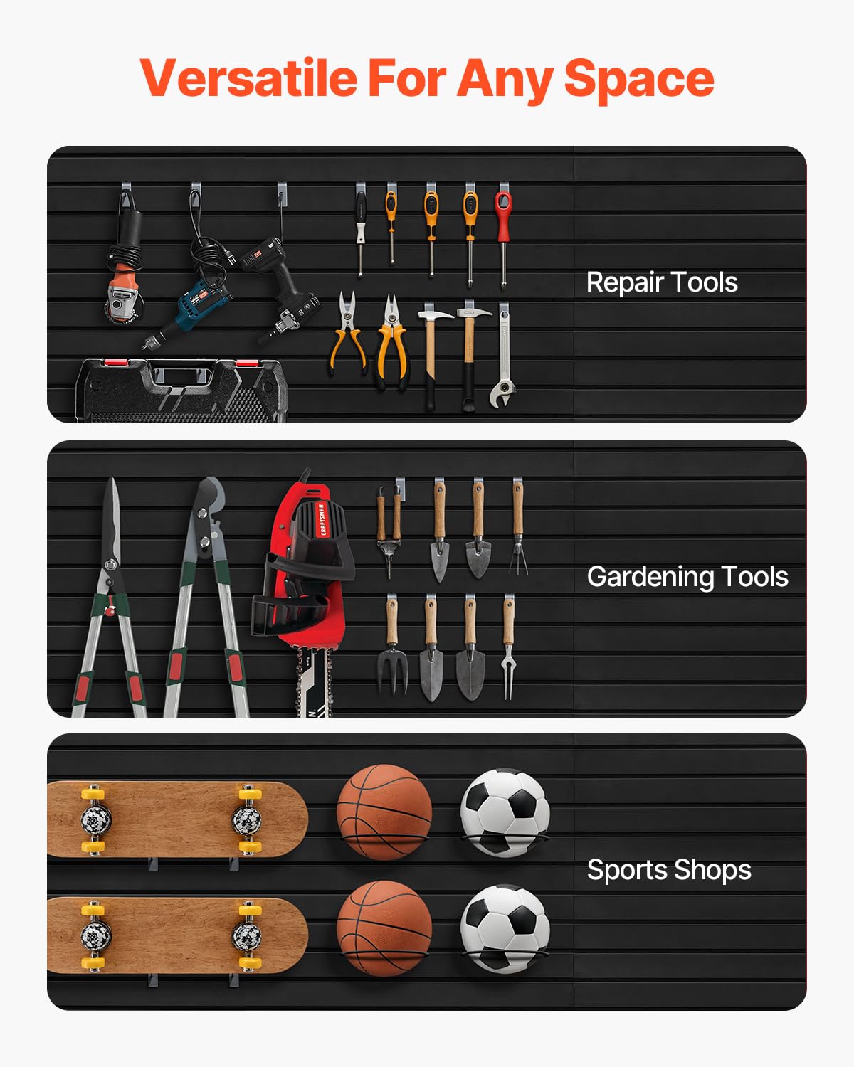 VEVOR Pannelli a Doghe per Garage Modulari, Nero - immagine 5