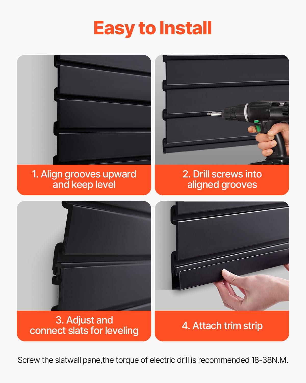 VEVOR Pannelli a Doghe per Garage Modulari, Nero - immagine 6