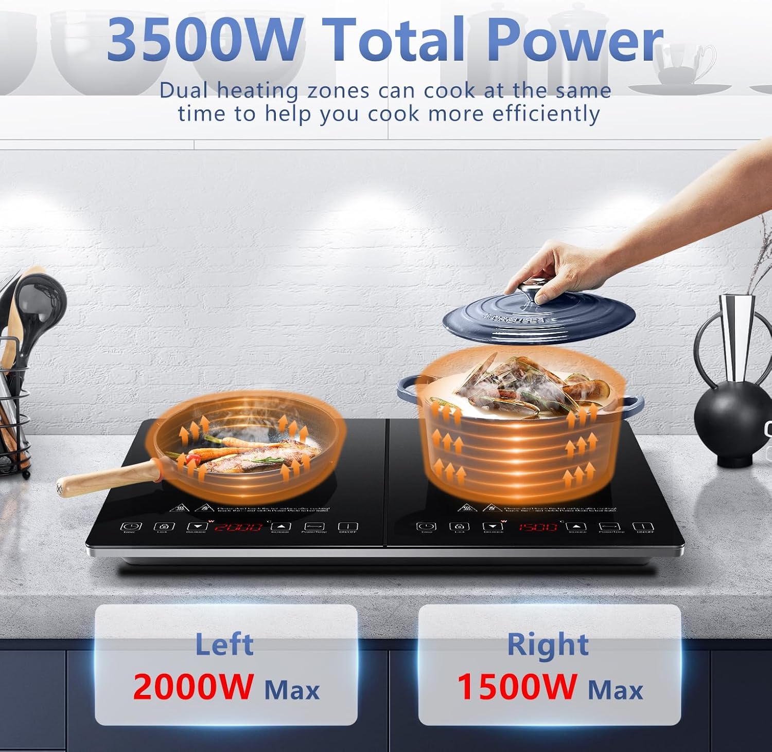 Amzchef Piastra a Induzione 2 Fuochi 3500W - immagine 2