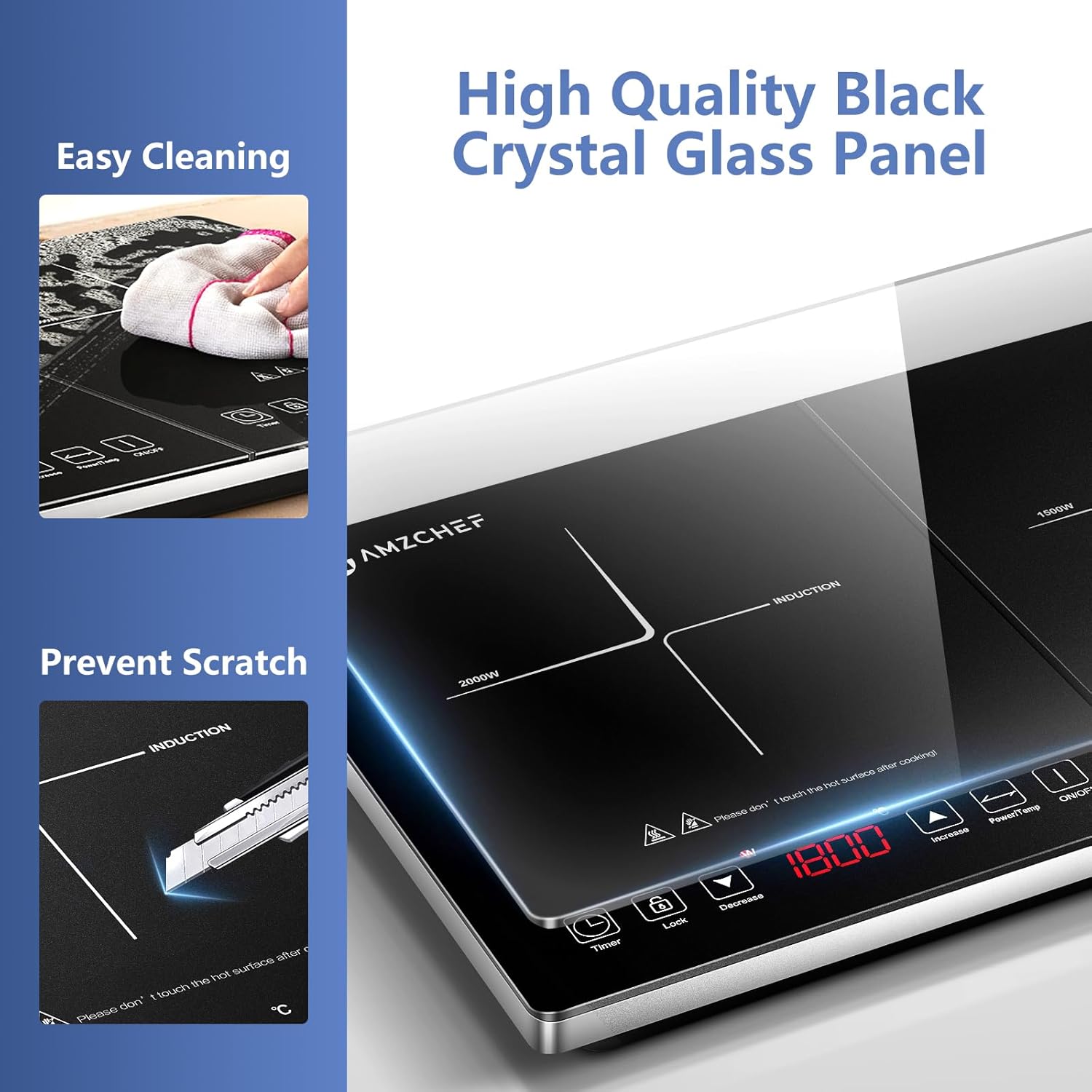 Amzchef Piastra a Induzione 2 Fuochi 3500W - immagine 4