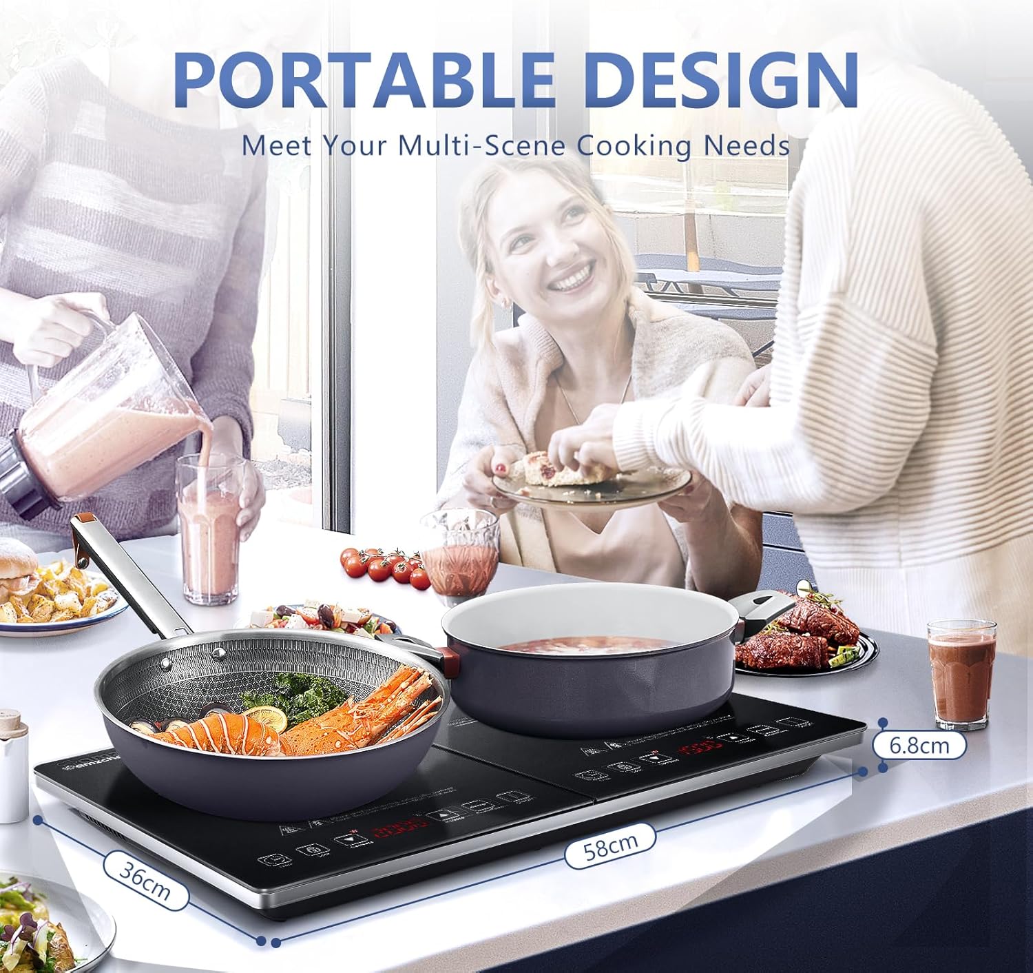 Amzchef Piastra a Induzione 2 Fuochi 3500W - immagine 6