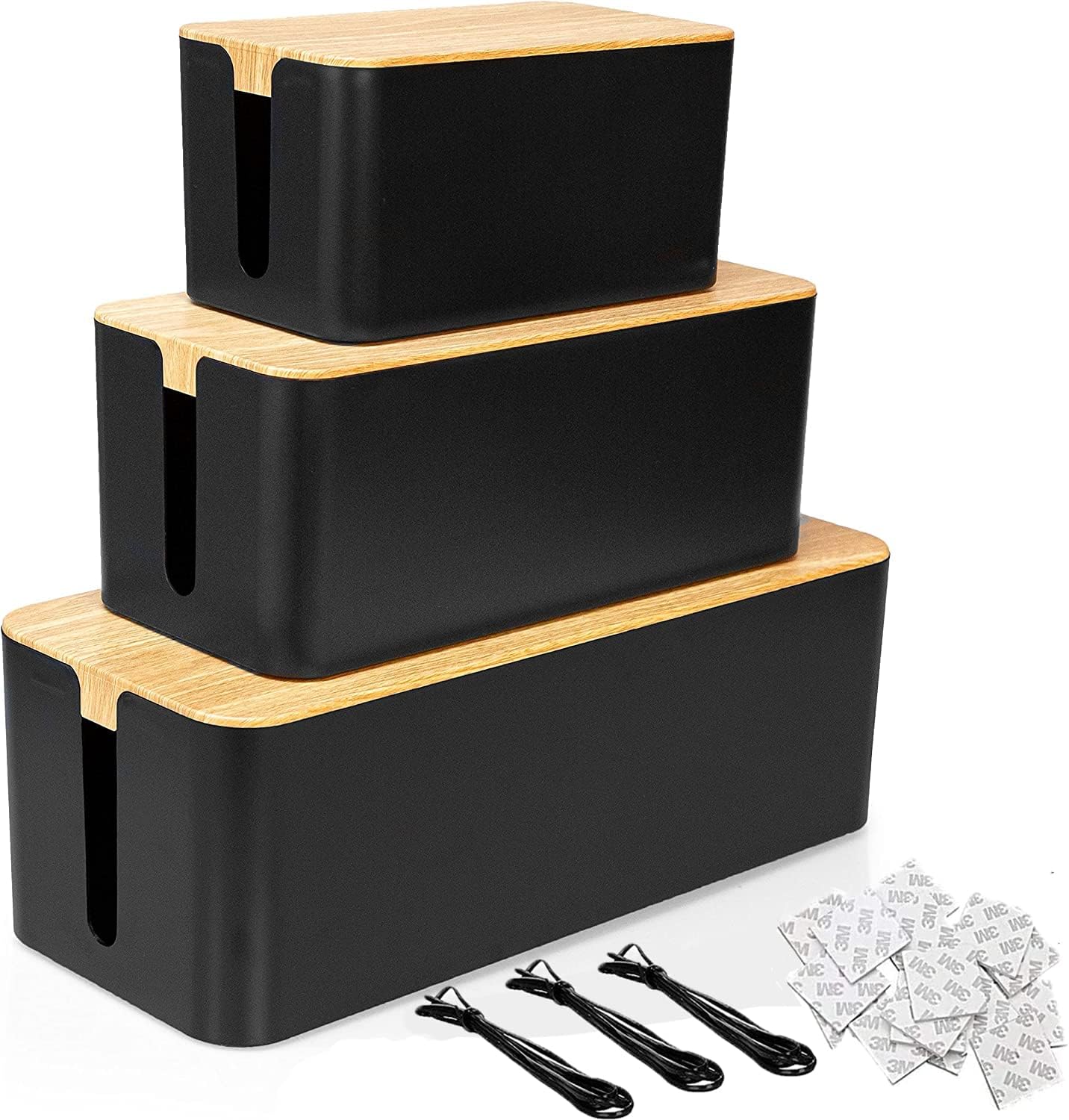 Senenqu Set 3 Scatole Porta Cavi Nere - immagine 1