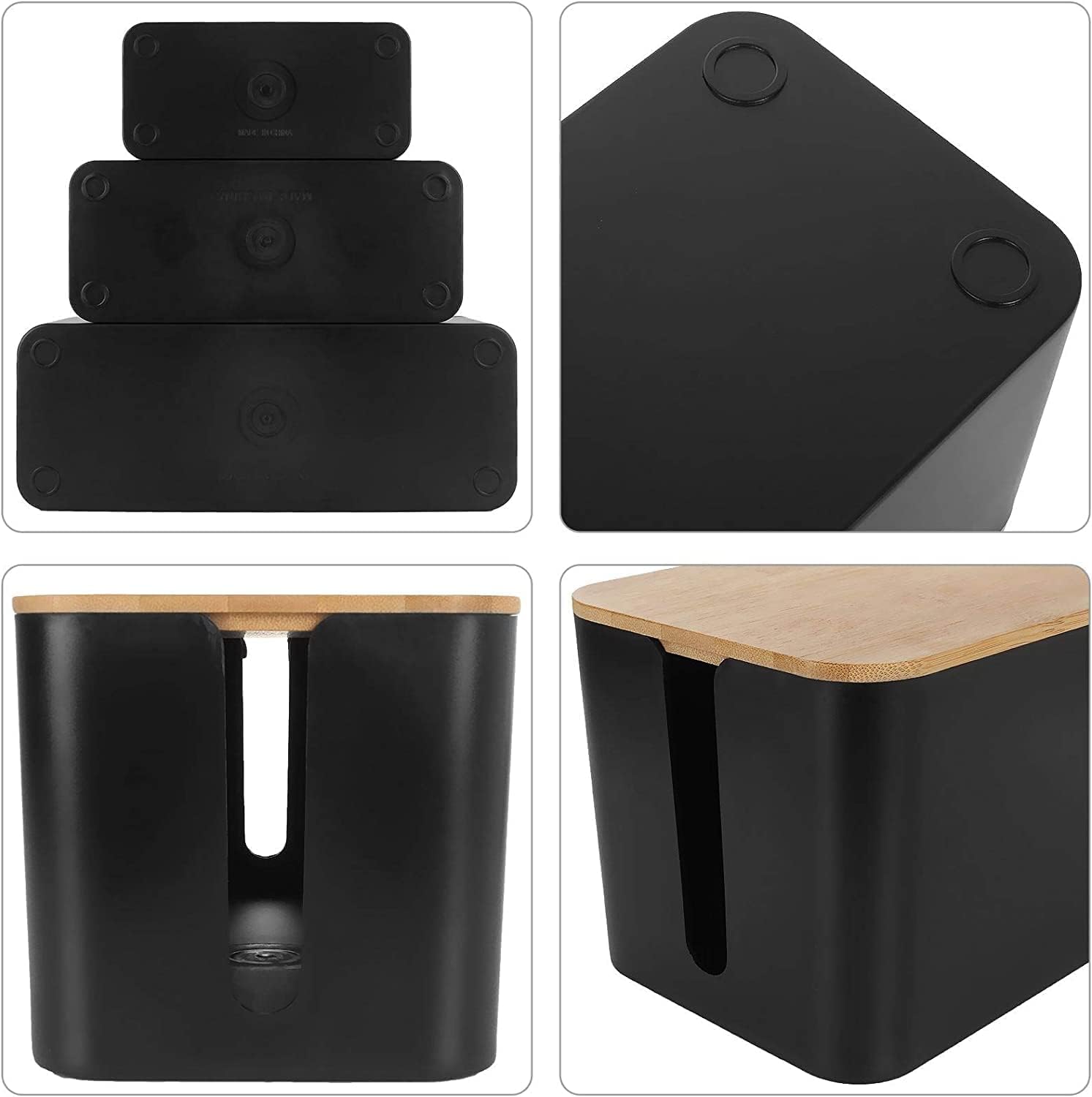 Senenqu Set 3 Scatole Porta Cavi Nere - immagine 3