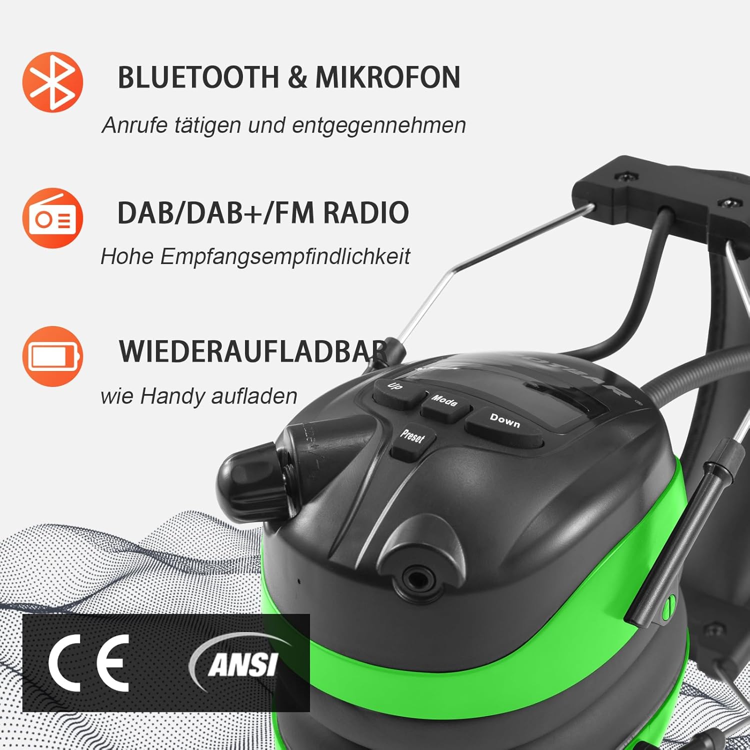 PROTEAR Cuffie Antirumore con Radio DAB+/FM e Bluetooth - immagine 2